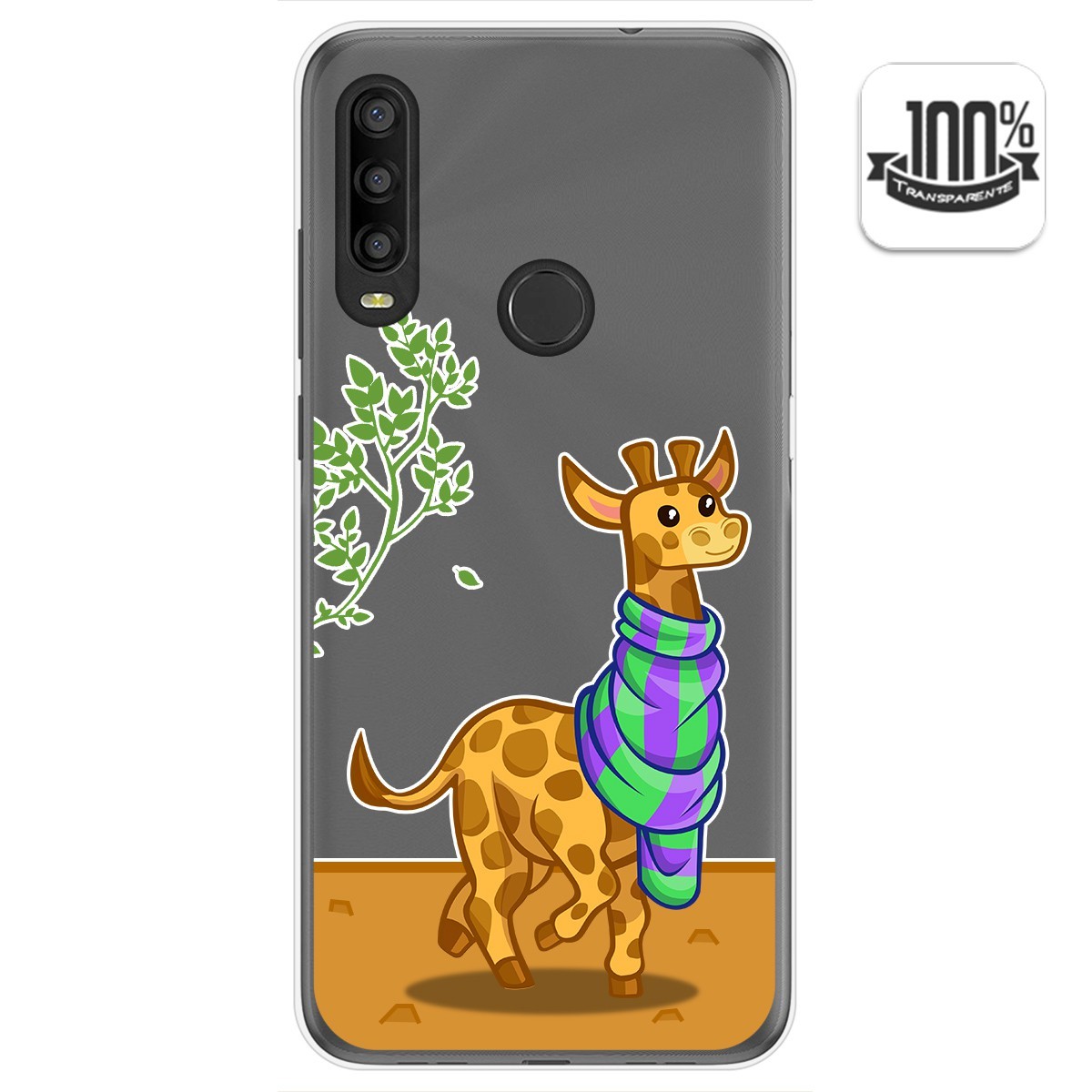 Tumundosmartphone Funda Gel Transparente para Alcatel 1SE 2020 diseño Jirafa Dibujos