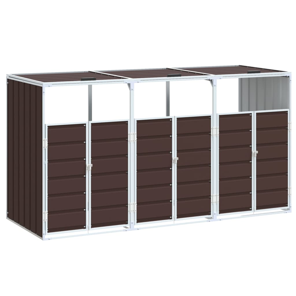 vidaXL Cobertizo de 3 contenedores basura acero 216x81x115 cm Multicolor