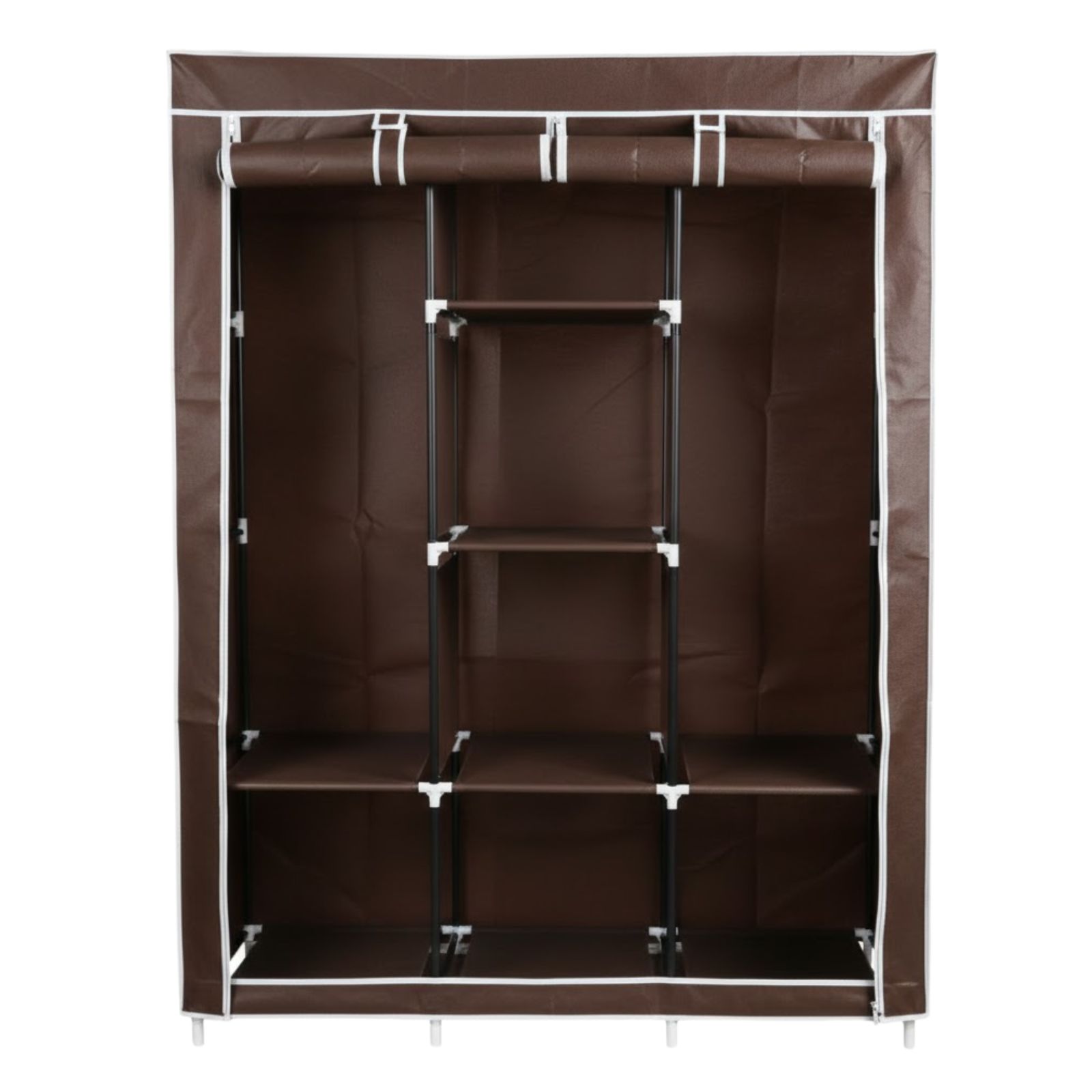 DASCK Armario Ropero de Tela Desmontable | 128 × 45 × 170 cm | Barra Colgadora + Baldas | Dormitorio y Vestidor