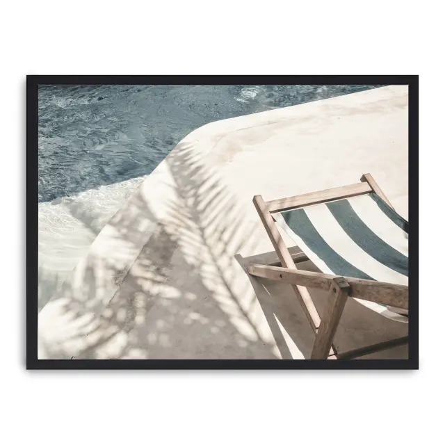 Cuadro hammock 30x40cm, Póster impreso en papel de primera calidad de 180gr, montado sobre marco de madera MDF acabado en negro., Naturaleza - Playa