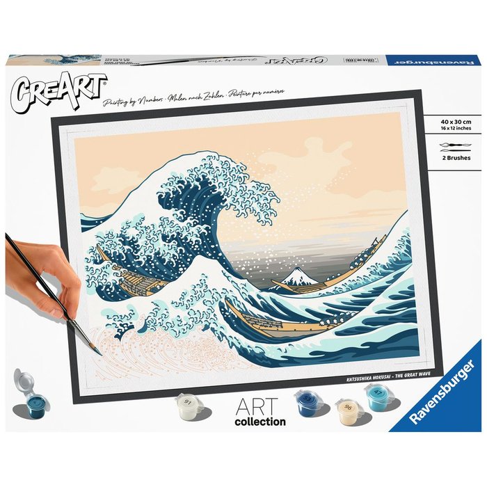 RAVENSBURGER JUEGO PINTAR POR NUMEROS CREART HOKUSAI GRAN OLA KANAGAWA CREART ADULTO ARTE 40x3x30 Cms.