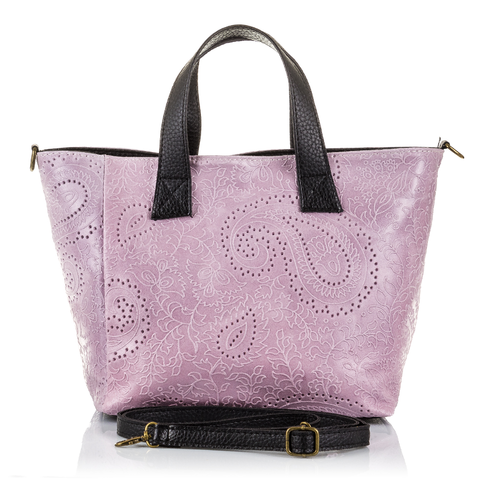 Firenze Artegiani. Cassandra Bolso tote Mujer.Piel auténtica Gamuza Grabado Arabesco . Made in Italy. Vera Pelle Italiana.