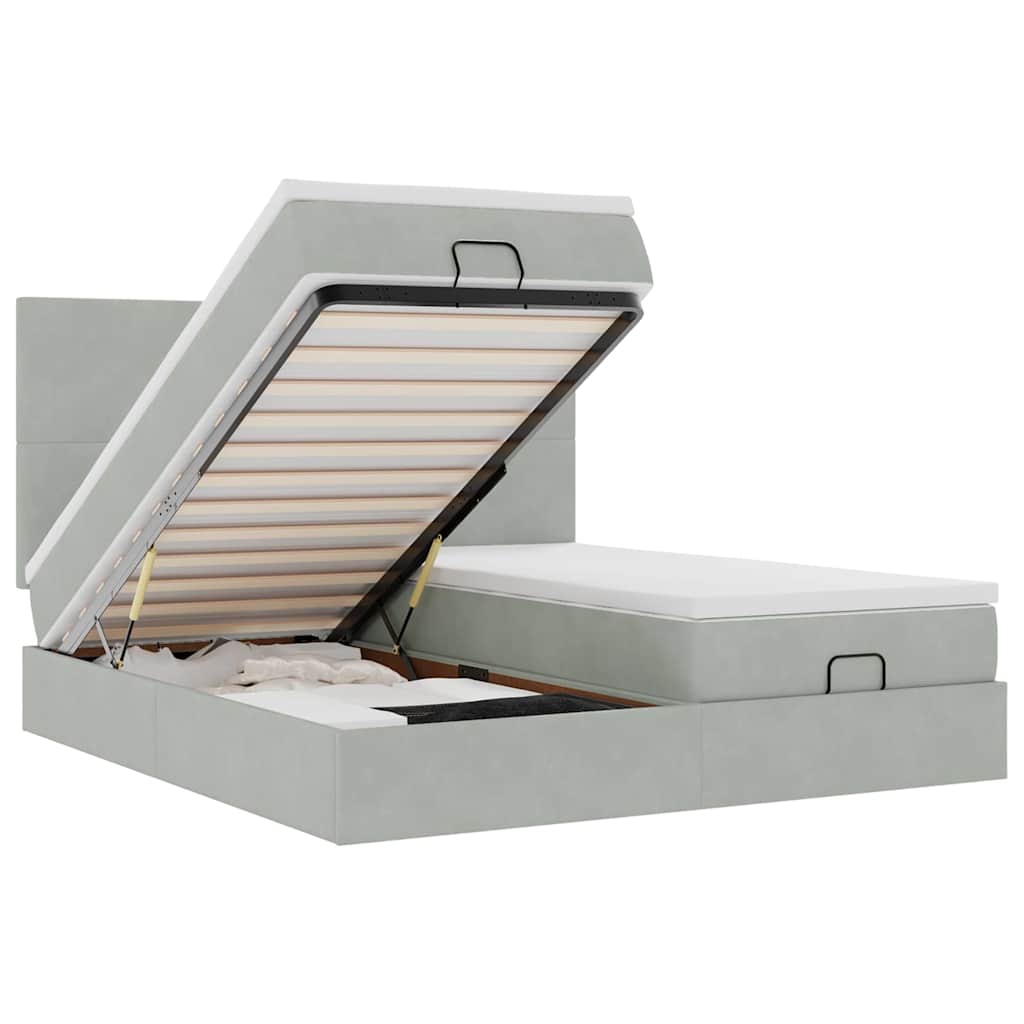 vidaXL Estructura de cama otomana colchones terciopelo gris claro