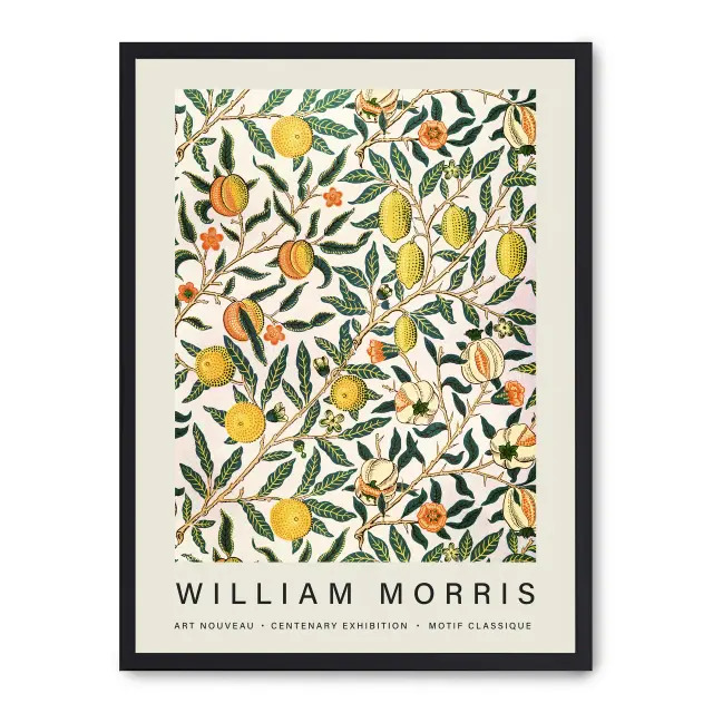 Cuadro art nouveau ii 30x40cm, Póster impreso en papel de primera calidad de 180gr, montado sobre marco de madera MDF acabado en negro., Arte - Pintores famosos - William Morris