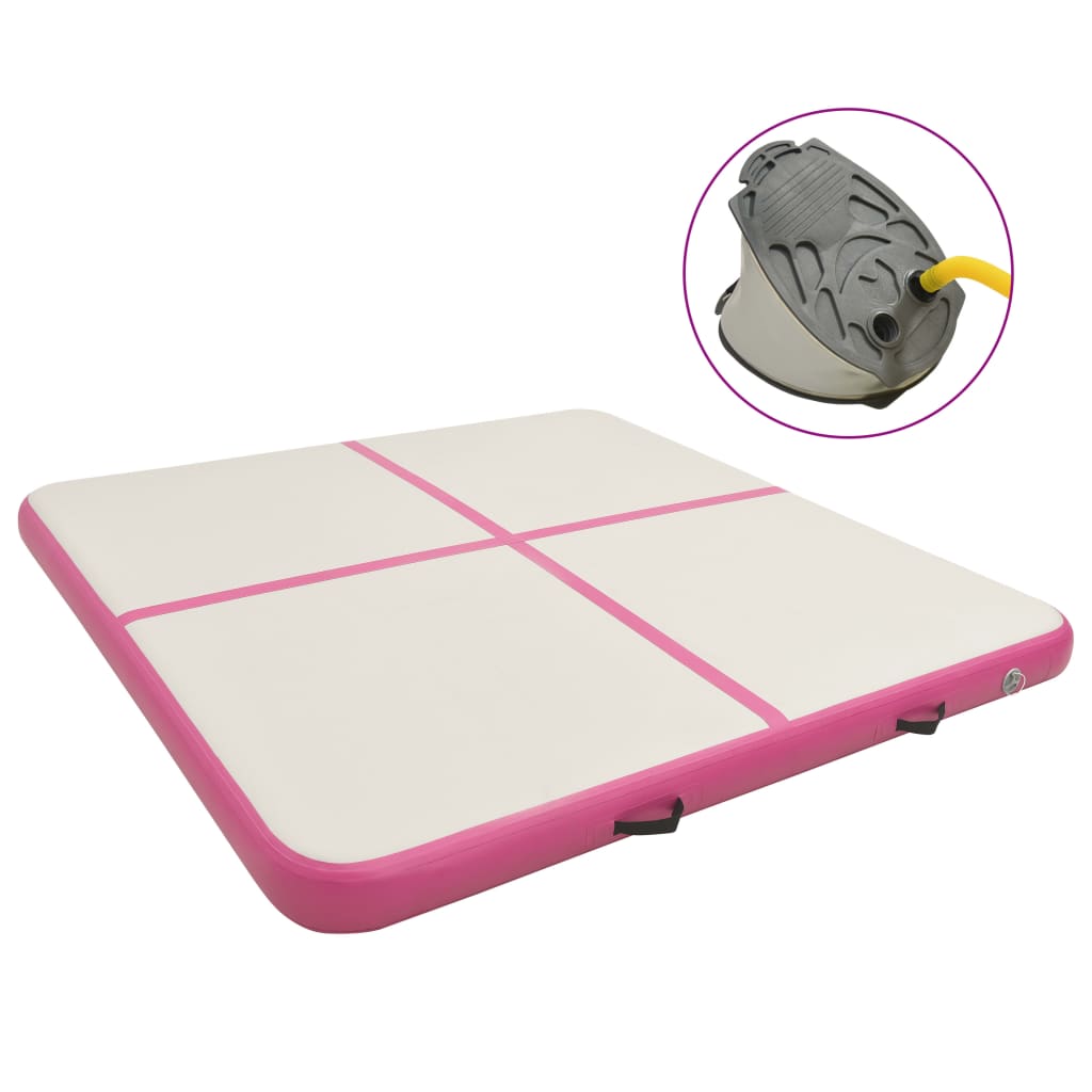 vidaXL Esterilla Inflable de Gimnasia con Bomba PVC 200x200x10 cm Estera Color Azul,  Rosa,  Verde y mas