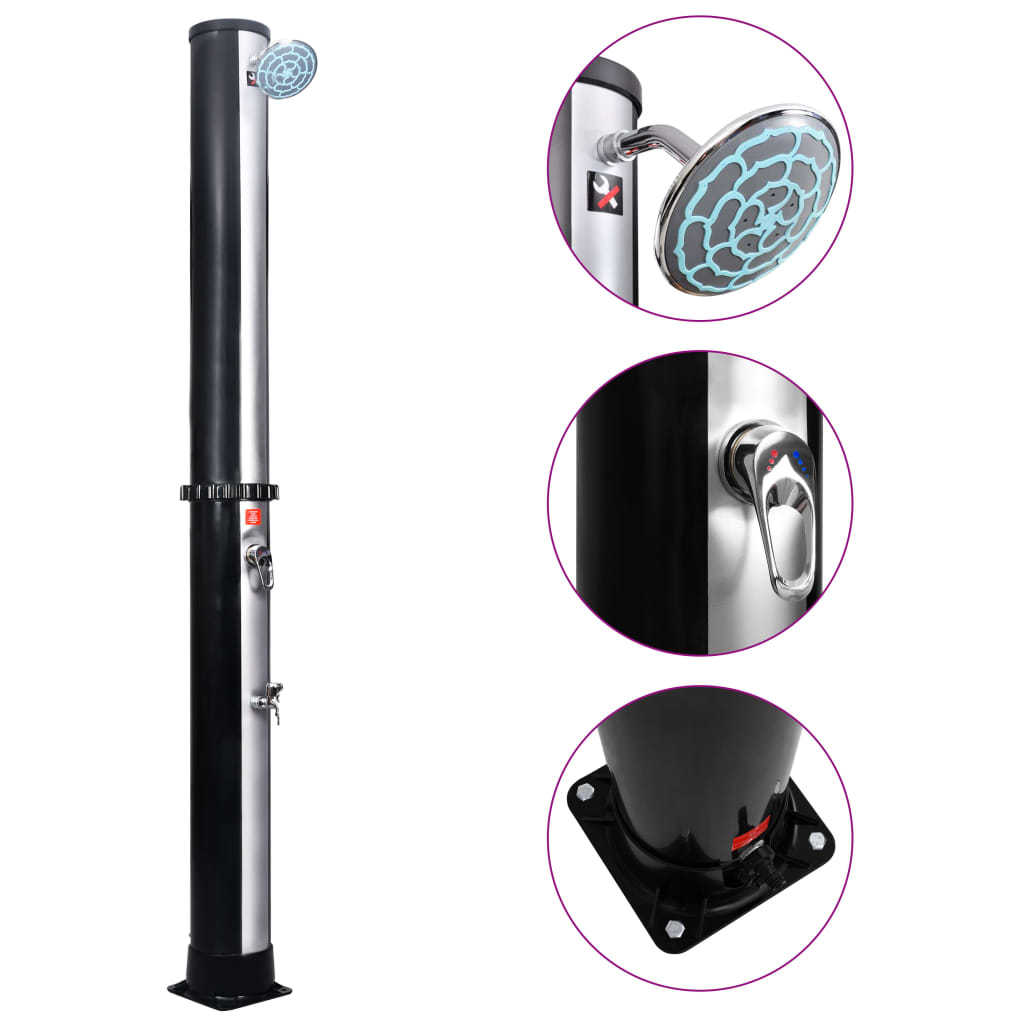 vidaXL Ducha Solar de Jardín con Alcachofa y Grifo 40 L Camping Secundaria Color Negro, Negro y plateado, y mas