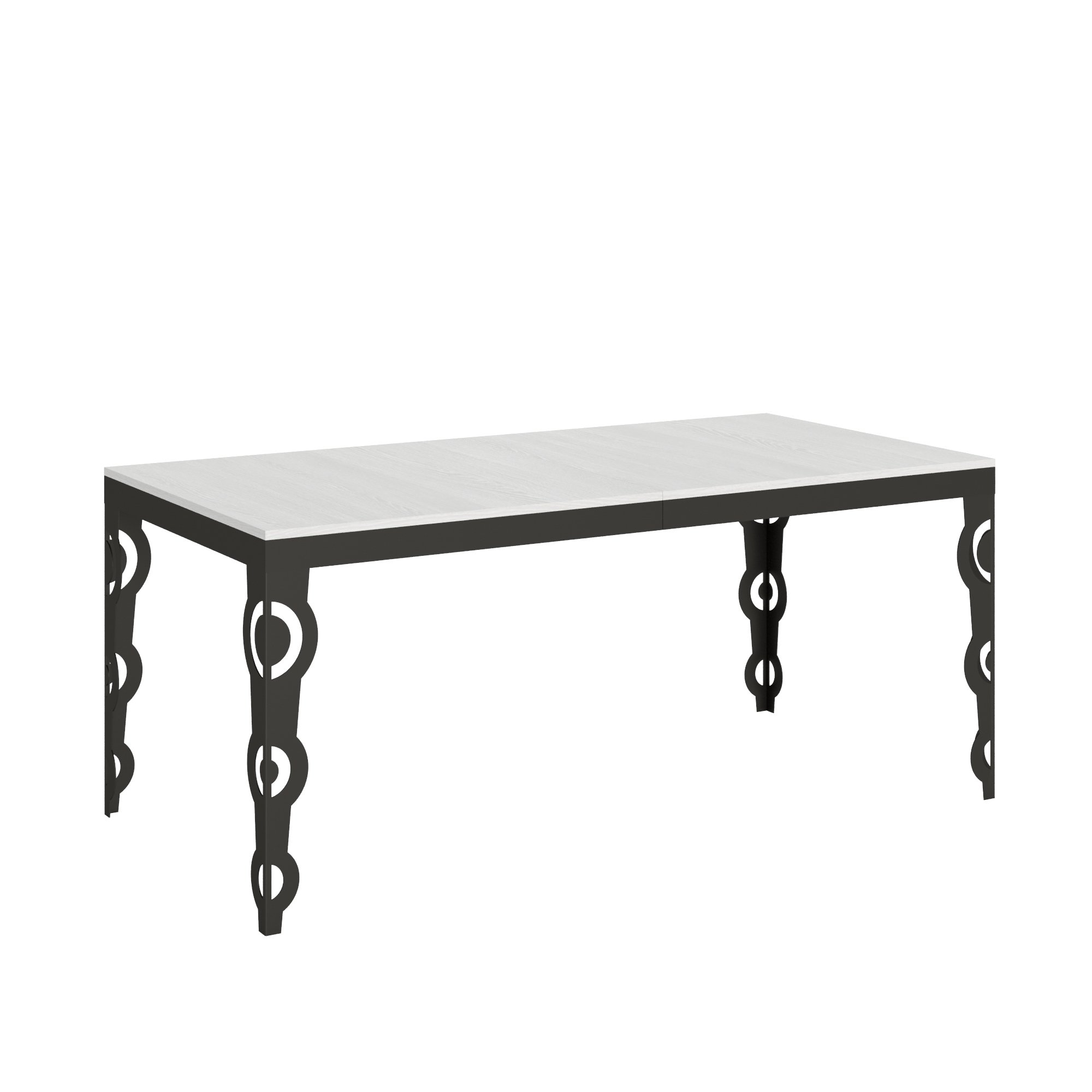 Mesa extensible 90x180/440 cm Karamay Evolution Estructura Fresno Blanco Antracita - Itamoby