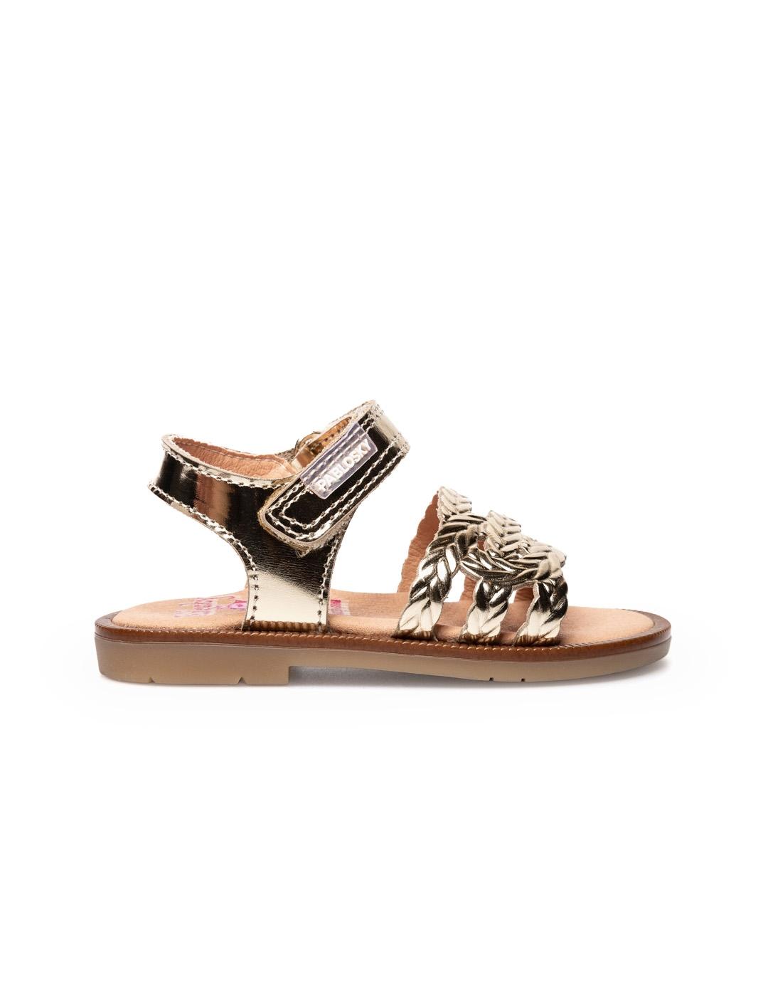 Sandalias Pablosky Mary 071580 oro piel con velcro niña