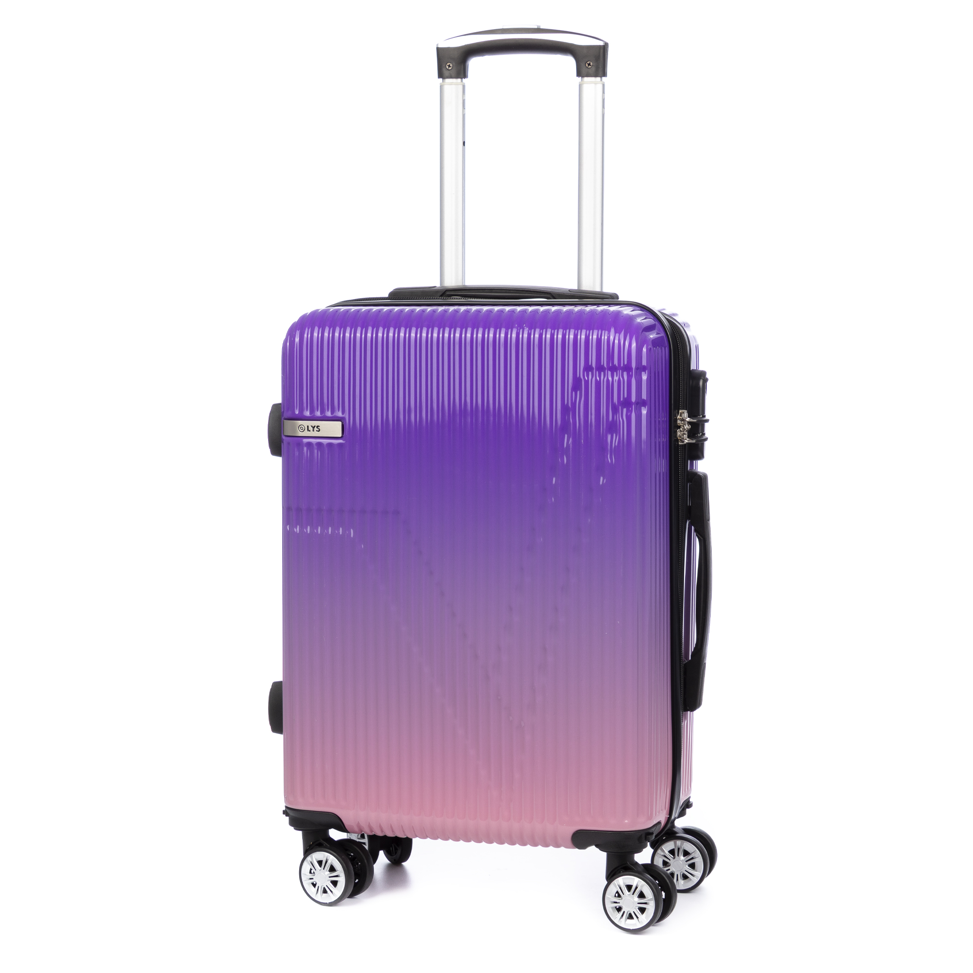 DAM.Maleta de cabina trolley de PP resistente a la rotura. Cerradura numérica, 4 ruedas dobles extraíbles y giratorias 360°. 38x21x55cm