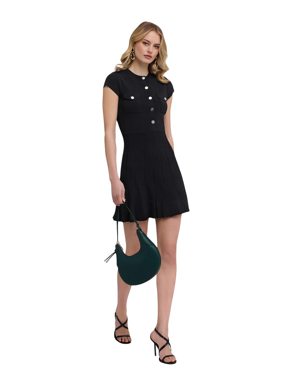 Motivi - Vestido flare de punto con botones