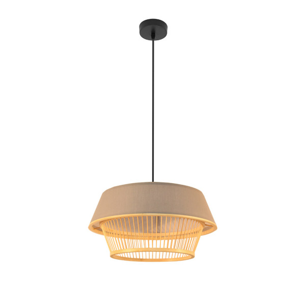 Lámpara de techo colgante Bambu Yovani Negro/natural 1xe27 46d