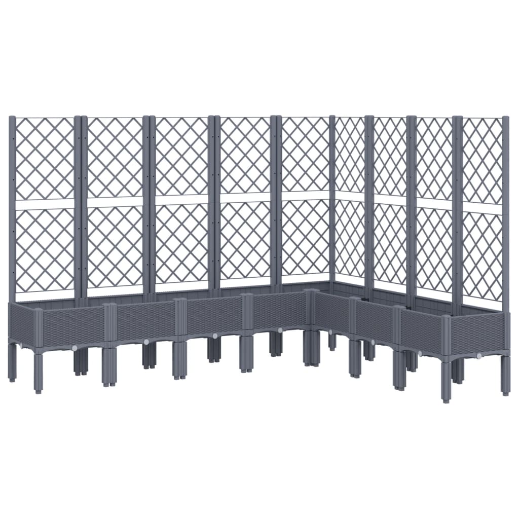 vidaXL Jardinera con enrejado PP 200x160x142 cm Color Gris,  Gris claro,  Negro y mas