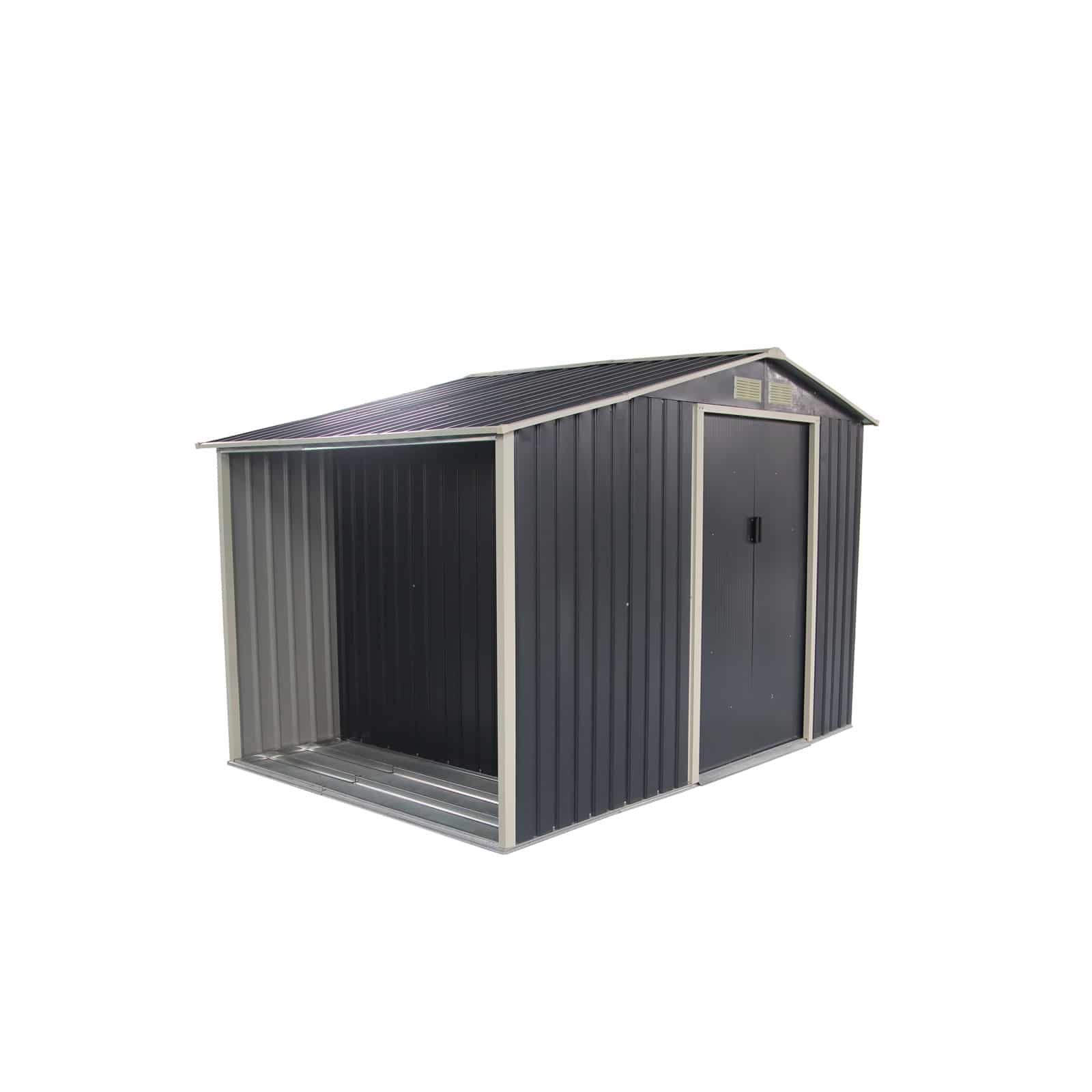 Gardiun Caseta Metálica Gardiun Toronto Con Leñero 3,53 m² Exterior 278x127x195 cm Acero Galvanizado Gris Antracita