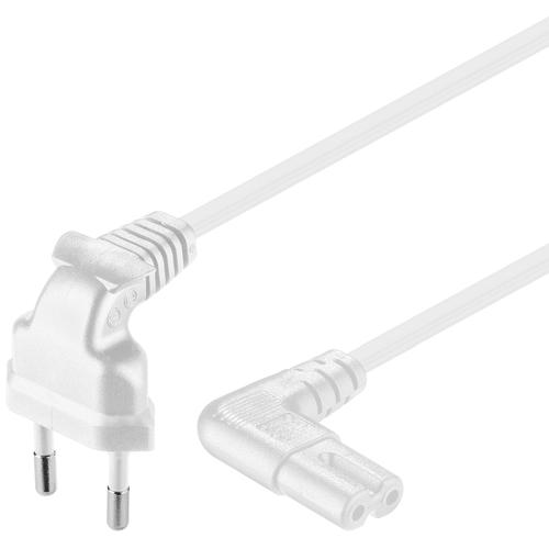 Goobay 97357 Cable de alimentación Euro acodado en Ambos Lados; Enchufe Euro Blanco (Tipo C, CEE 7/16 /> Toma de Aparato C7, Compatible con TV Samsung, LG, Philips, ps4 etc. / 5 m
