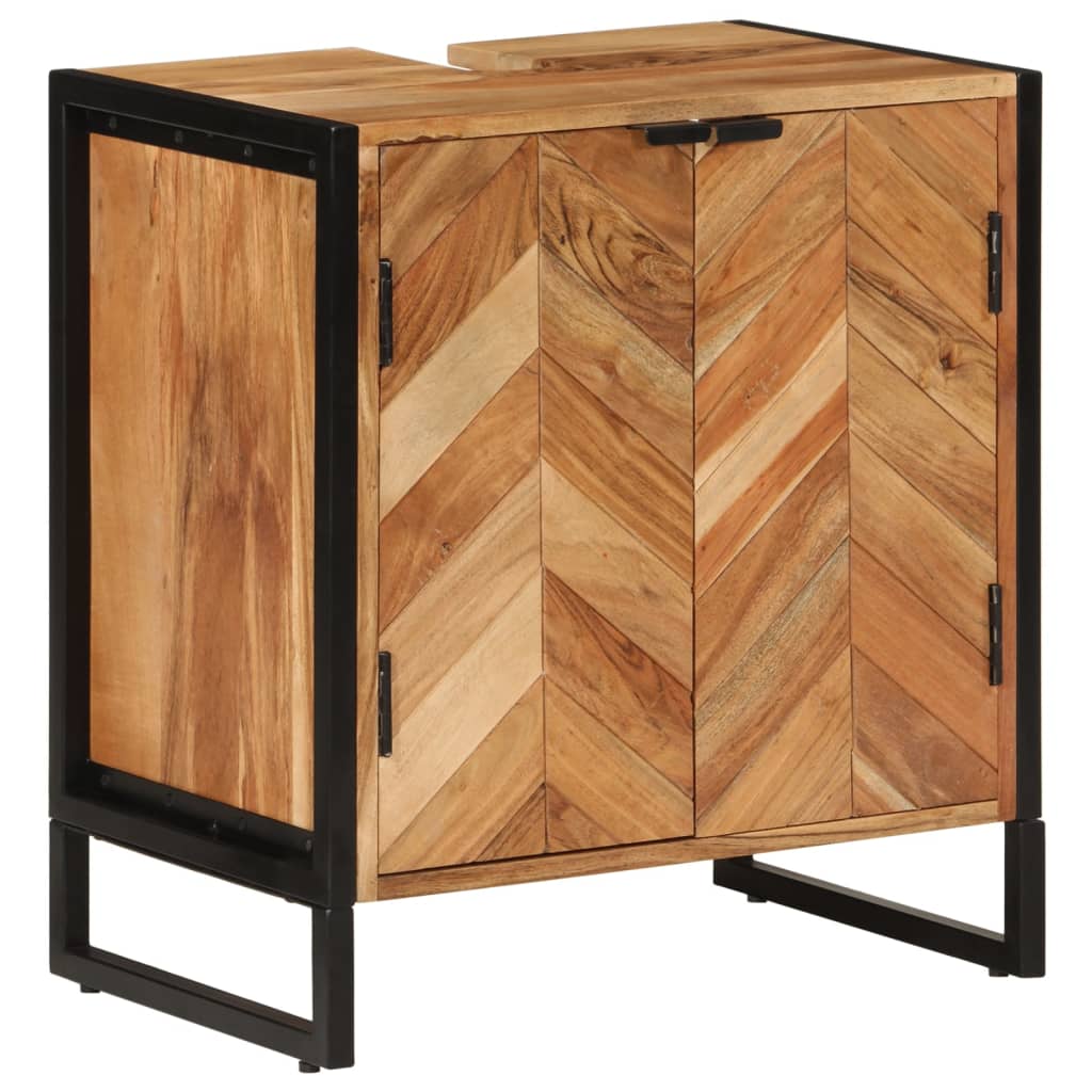 vidaXL Mueble de baño madera maciza de acacia y hierro 55x35x60 cm
