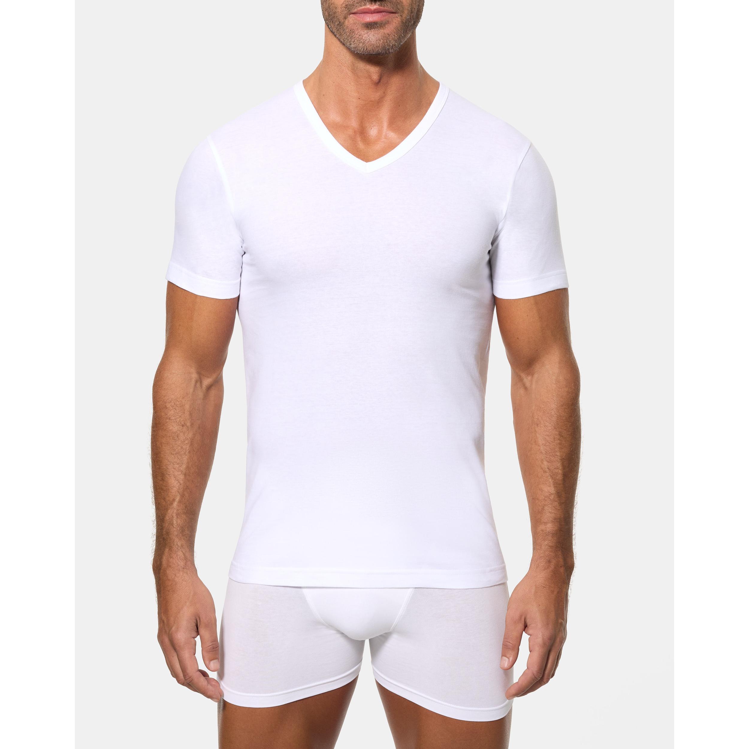 ABANDERADO - 508 CAMISETA DE HOMBRE MANGA CORTA  EN ALGODÓN CON CUELLO DE PICO