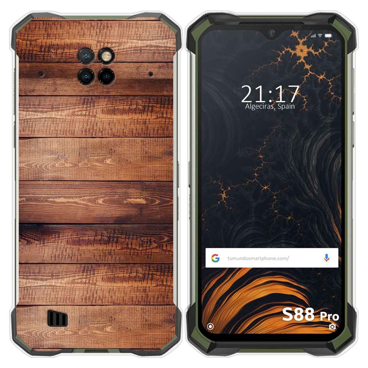 Tumundosmartphone Funda Gel Tpu para Doogee S88 diseño Madera 02 Dibujos