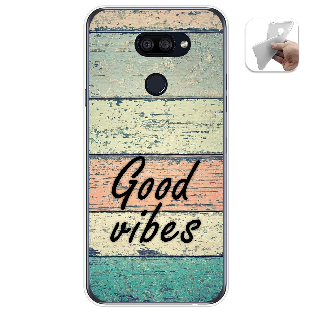 Tumundosmartphone Funda Gel Tpu para Lg K40S diseño Madera 01 Dibujos