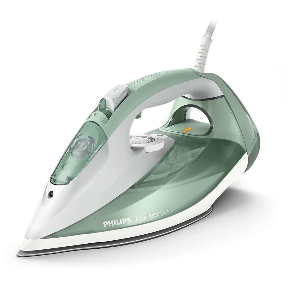 Philips DST7012/70 HV Steam Iron in Desert Green/Grey, ceramic soleplate for fast heating and efficient steam ironing, perfect for smooth iron clothes.