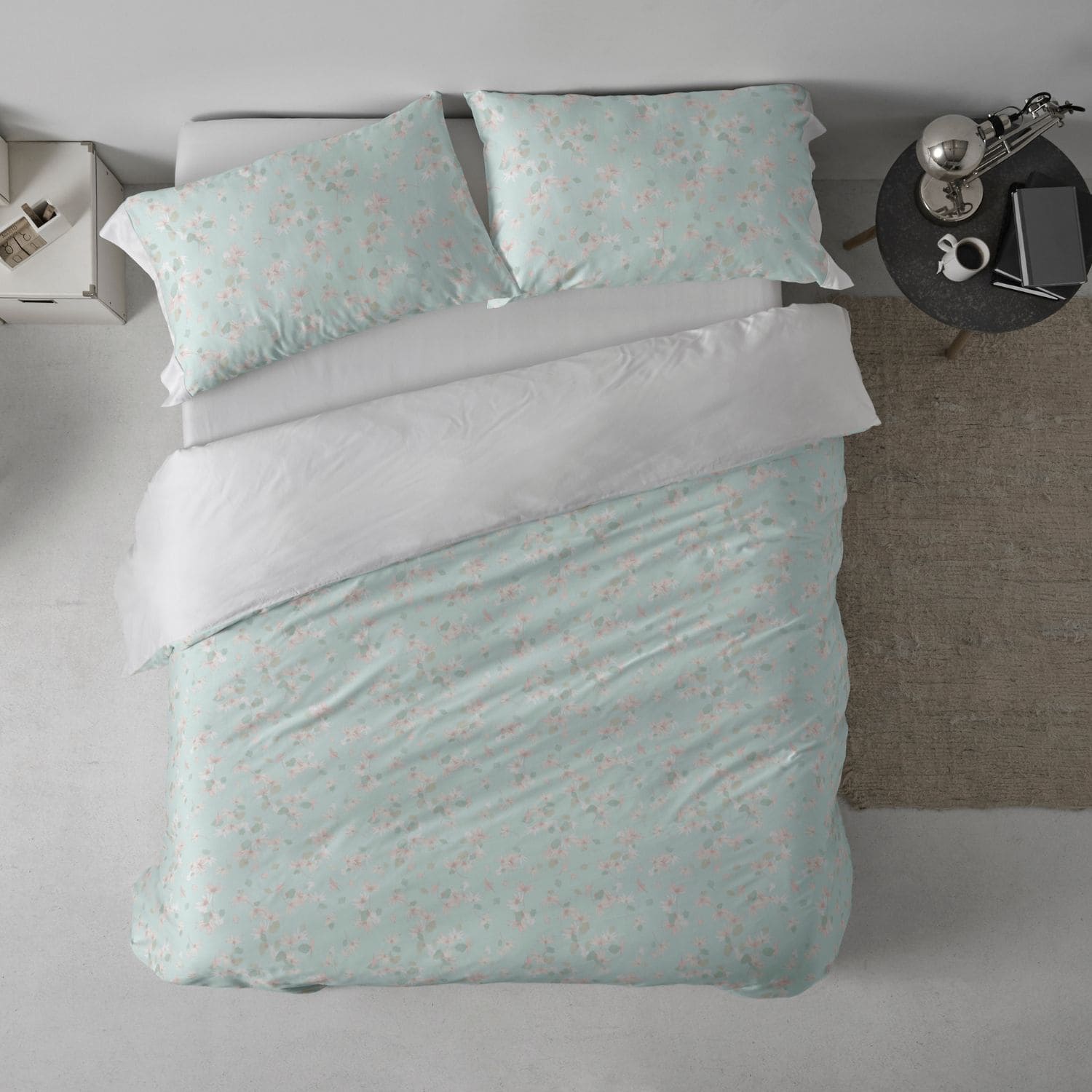 Funda Nórdica BURRITO BLANCO 100% Algodón 200 Hilos Diseño Flores Agua - Tacto Extrasuave, Larga Duración - Sin Bajera - Cama 90-200cm