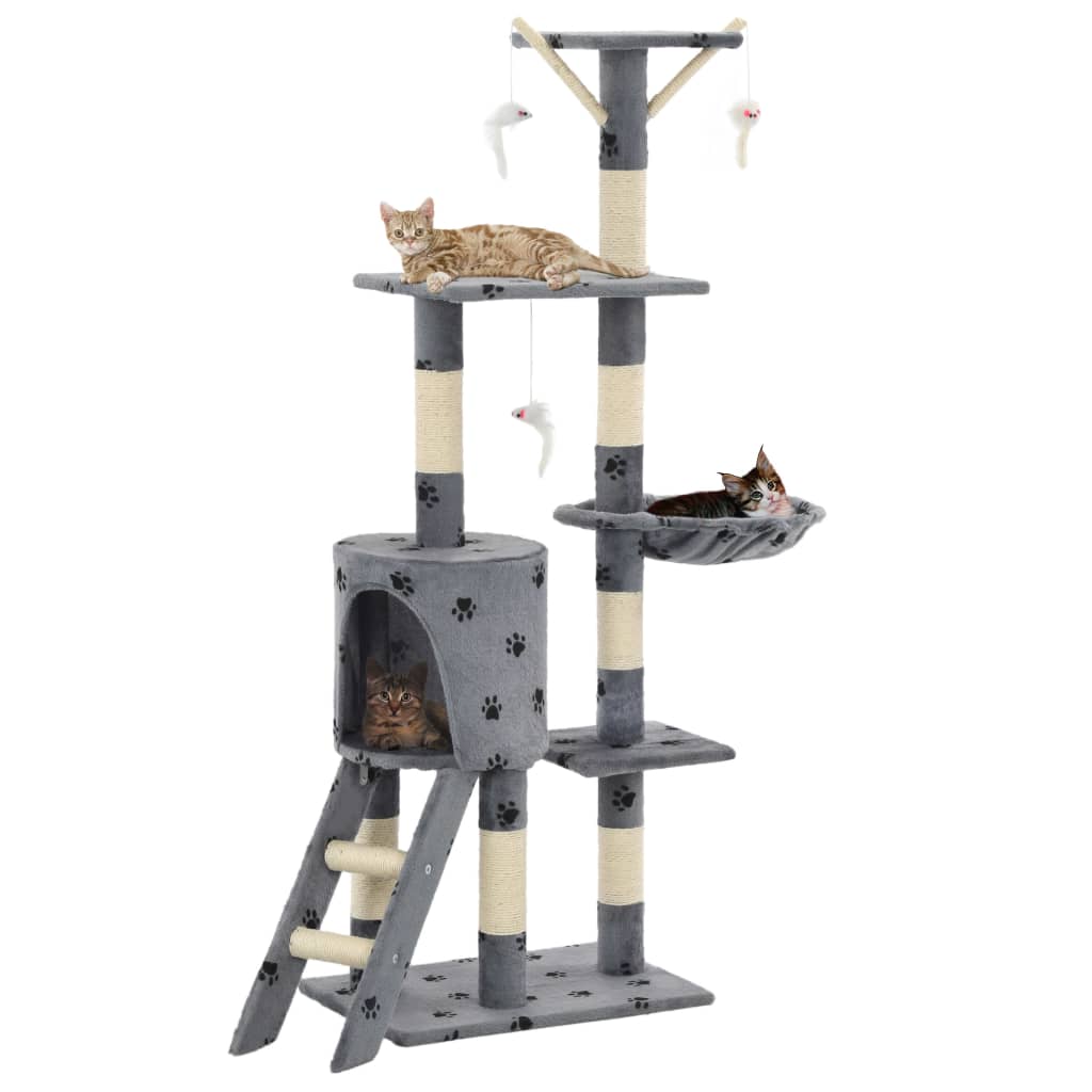 vidaXL Rascador para Gatos Poste Sisal 138 cm Árbol Arañar Juguete Color Azul oscuro,  Beige,  Gris y mas