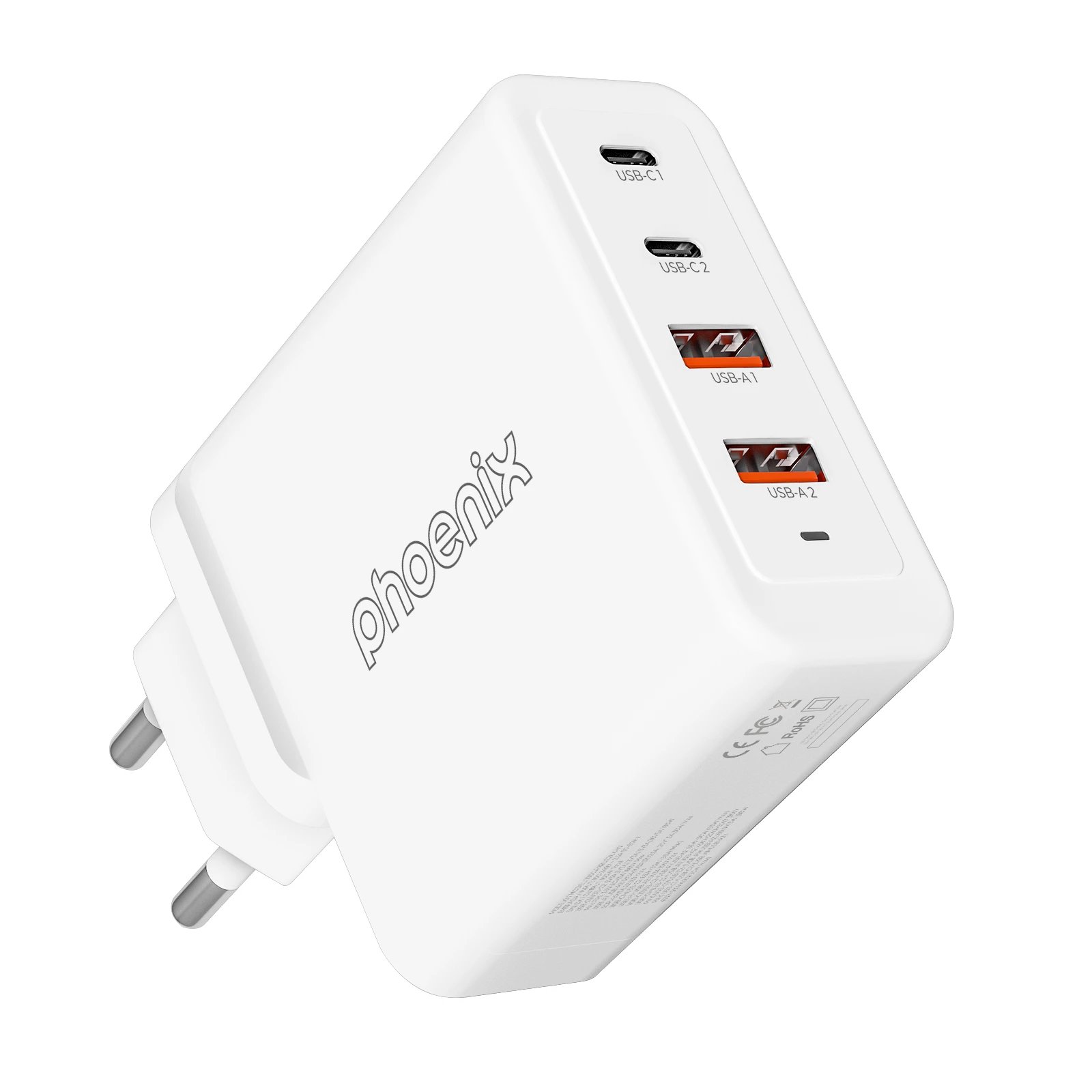 Cargador Phoenix DSP0000018244 | Carga rápida, Power Delivery, 2x USB-C 2x USB-A, Portátil/Tablet/Smartphone, Tecnología GaN