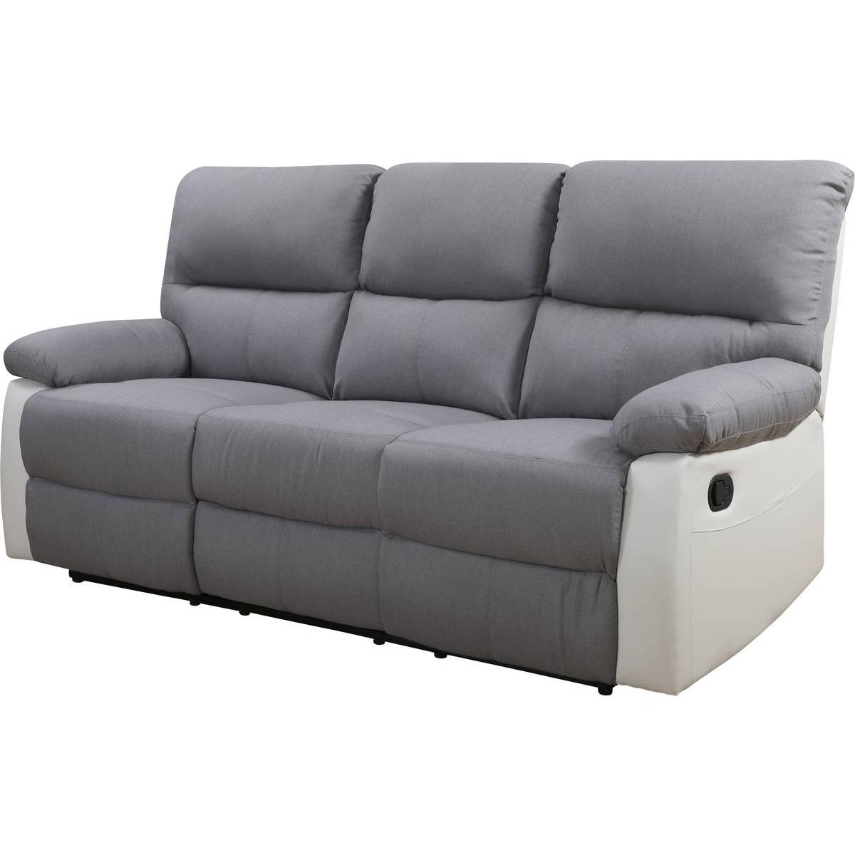 Habitat y Jardin - Sofá reclinable 3 plazas "Lincoln" - Blanco/ Gris claro