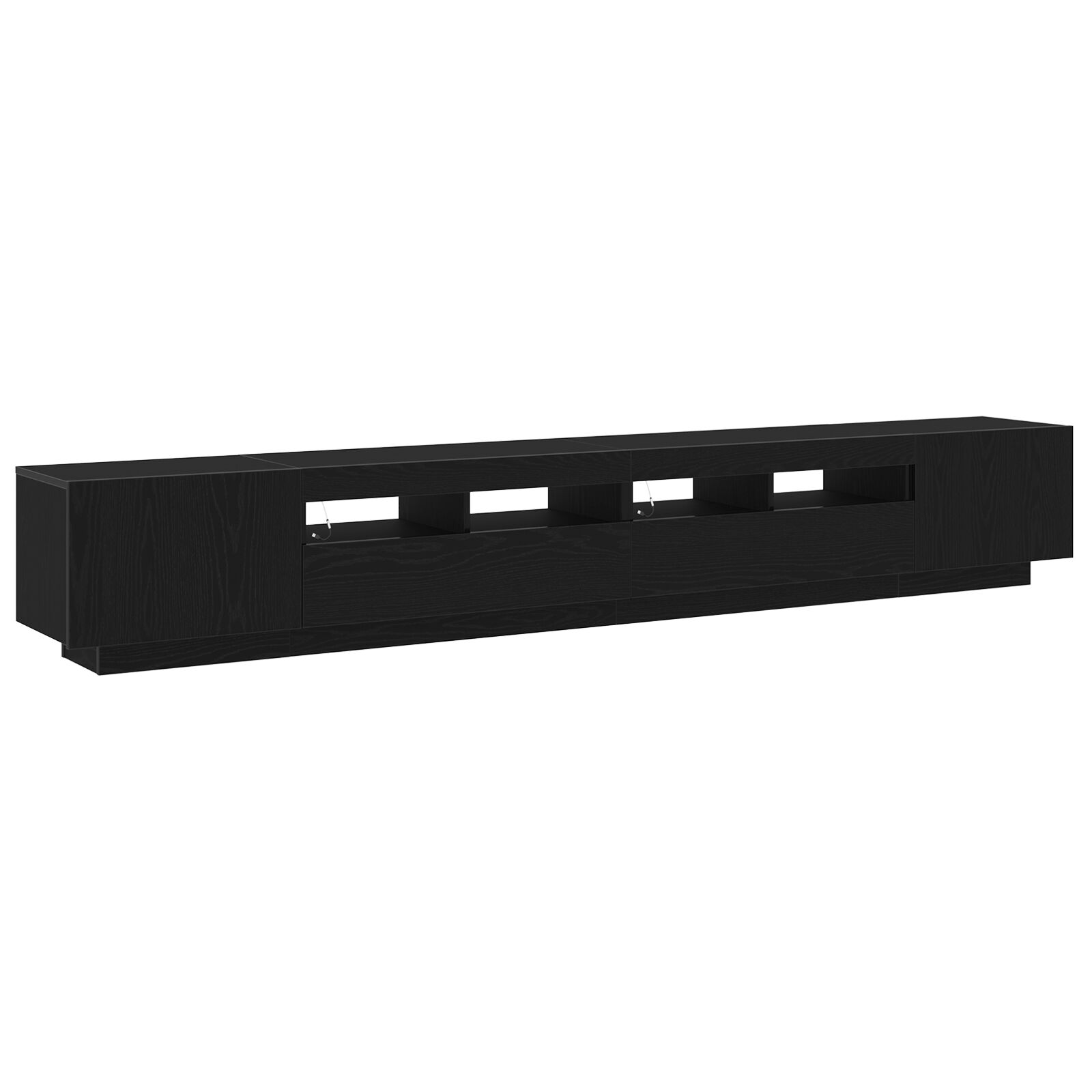Mueble para TV vidaXL con luces LED Negro Roble 260x35x40 cm de madera