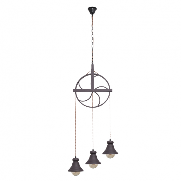 FABRILAMP Lampara Colgante Rustico Rueca 3xe27 Marron