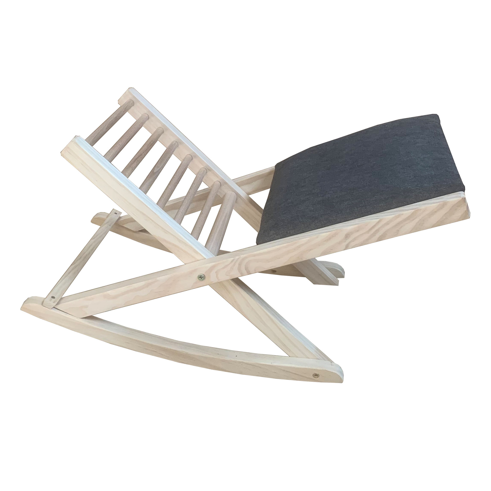 Sueña y Descansa Reposapiés plegable de madera color natural tapizado en marengo