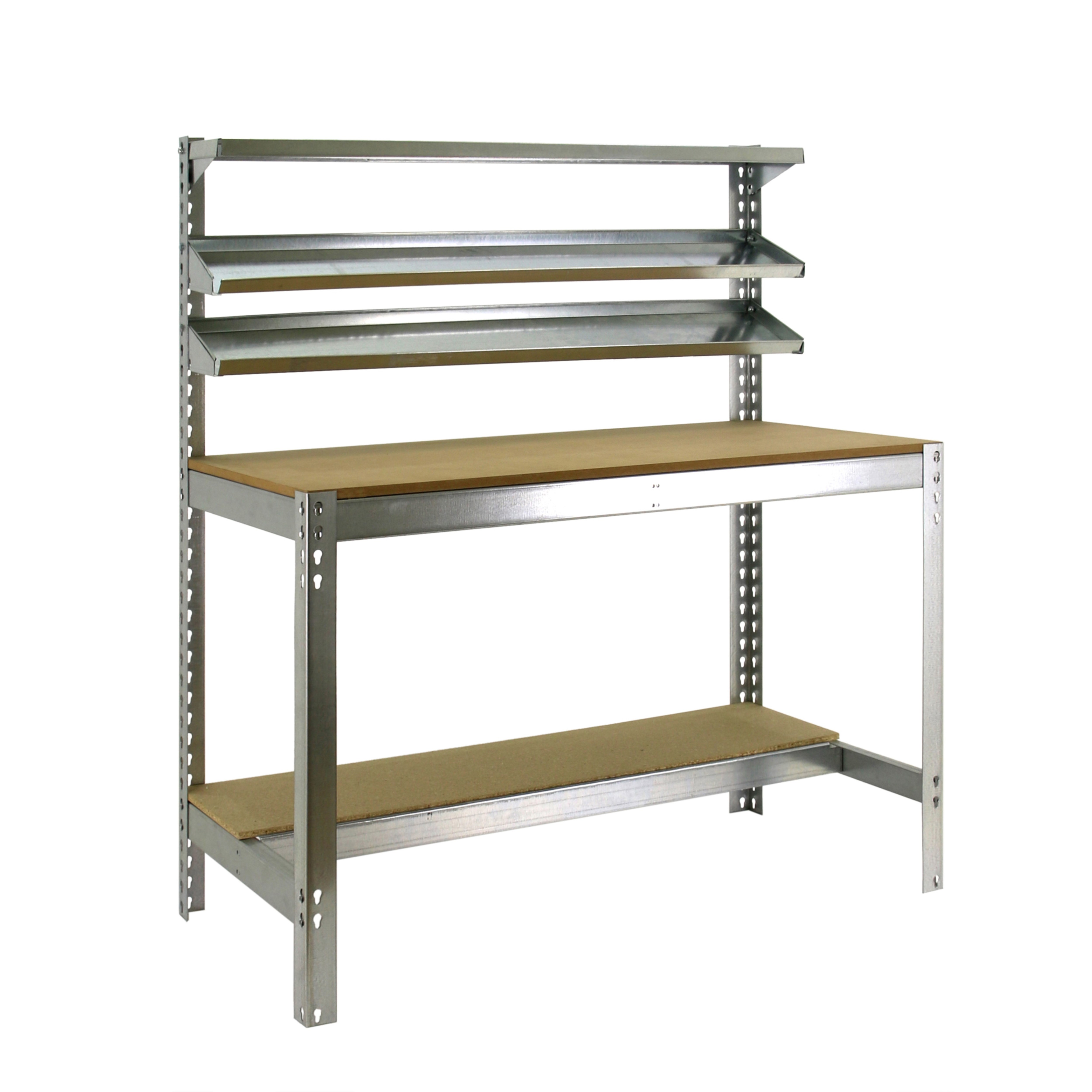 SimonRack Banco de Trabajo Taller, Capacidad Carga 600 kg, 1445x1510x760 mm, Mesa de Trabajo, Galva/Madera - BT1