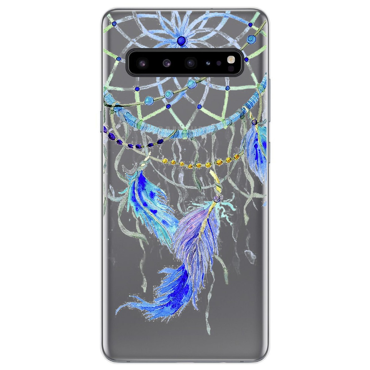 Tumundosmartphone Funda Gel Transparente para Samsung Galaxy S10 5G diseño Plumas Dibujos