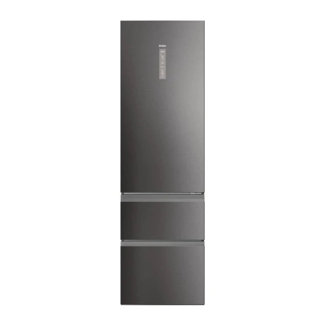 Haier - Frigorífico combi No Frost HTW7620CNMP de 414 l, clase energética C, WiFi y pantalla táctil, color negro, alto 205 cm para familias