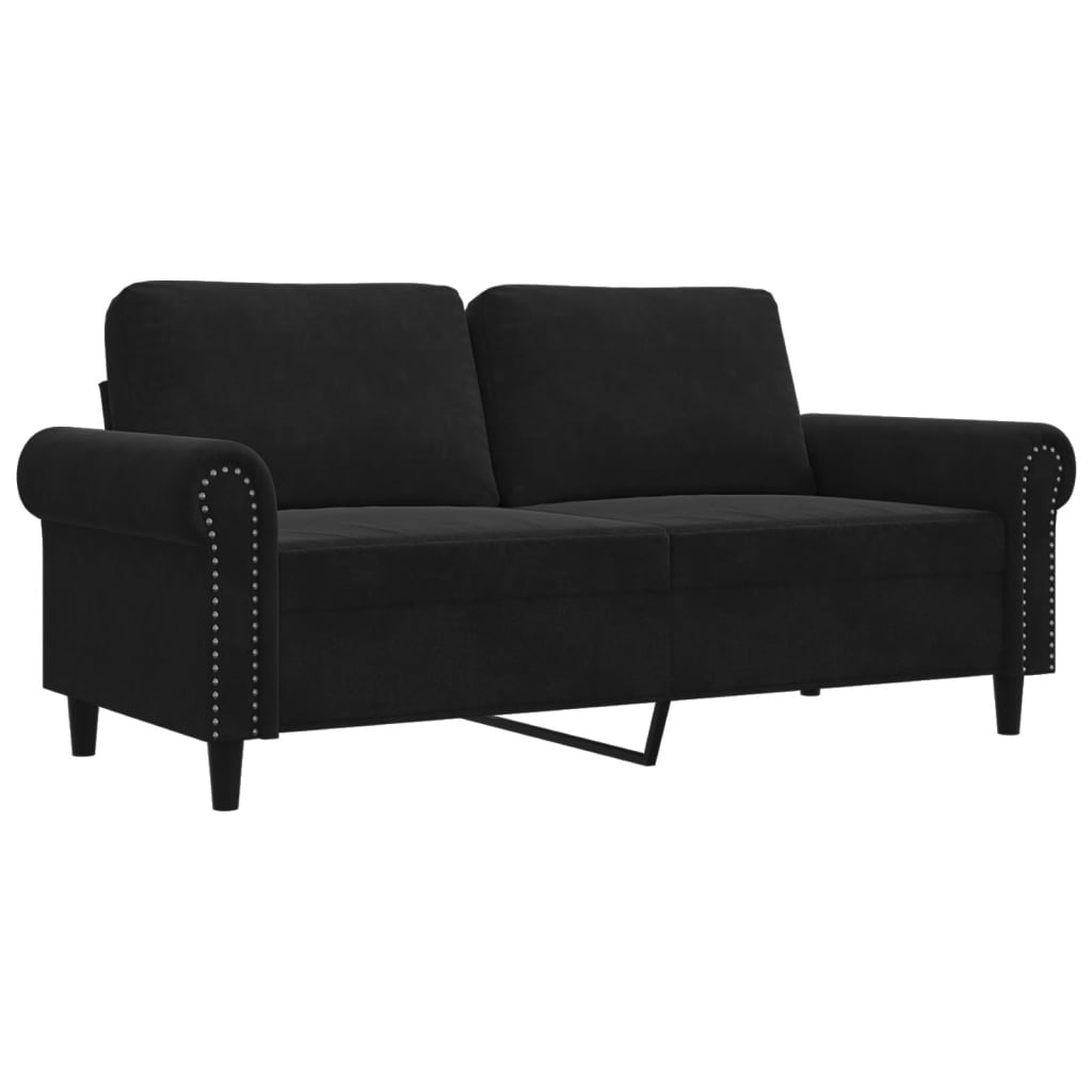 vidaXL Sofá de 2 plazas terciopelo negro 140 cm