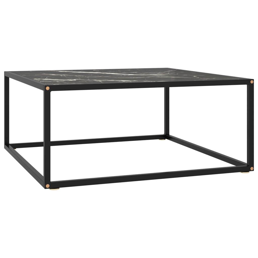 Vidaxl Mesa de Centro con Vidrio 80x80x35 Cm Transparente, Negro, Blanco