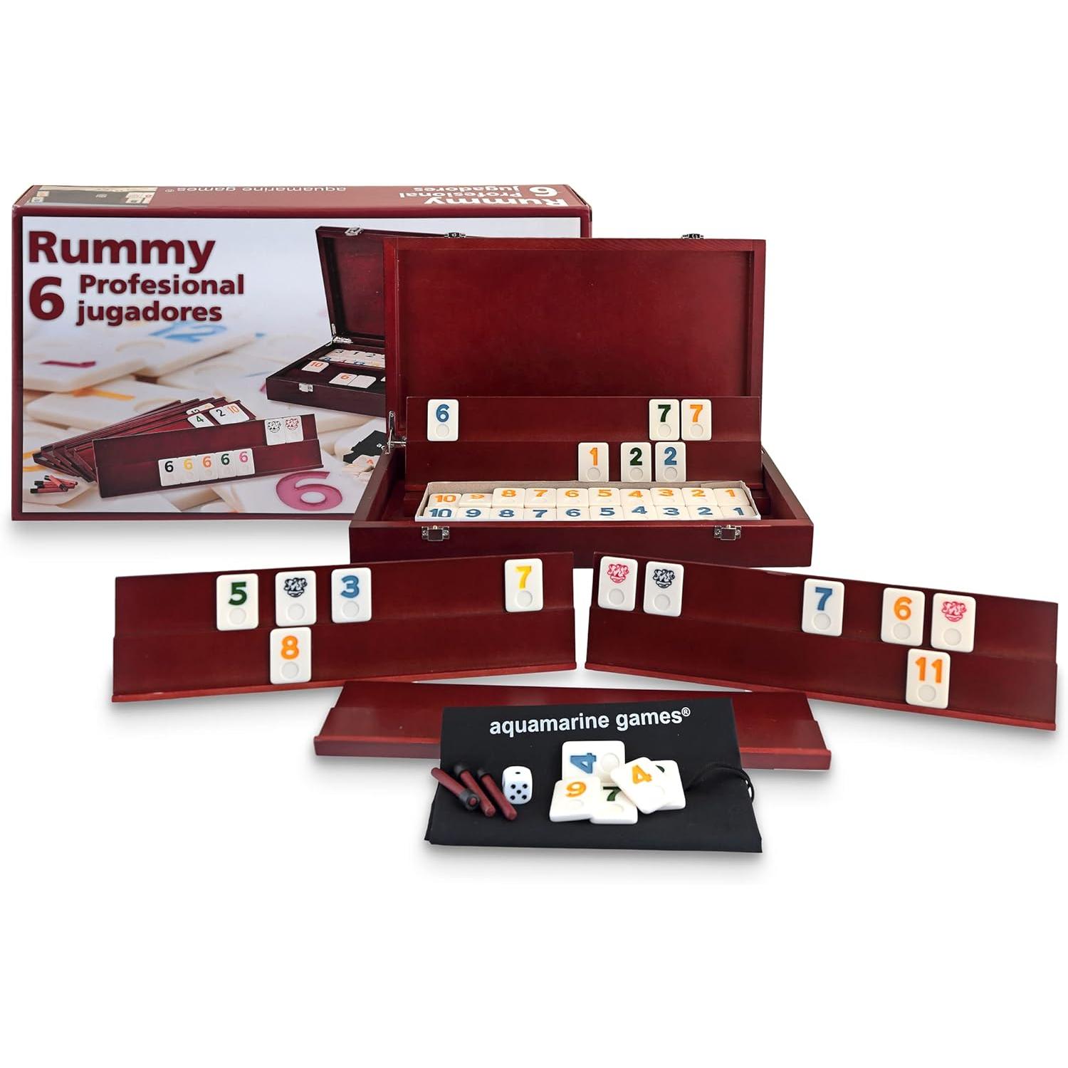 Rummy Profesional 6 jugadores Aquamarine games CP009. Fabricado en madera