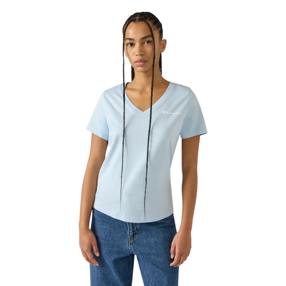 Camiseta Champion Ss Cuello En V Icons Celeste 118409-Bs224 Mujer Casual