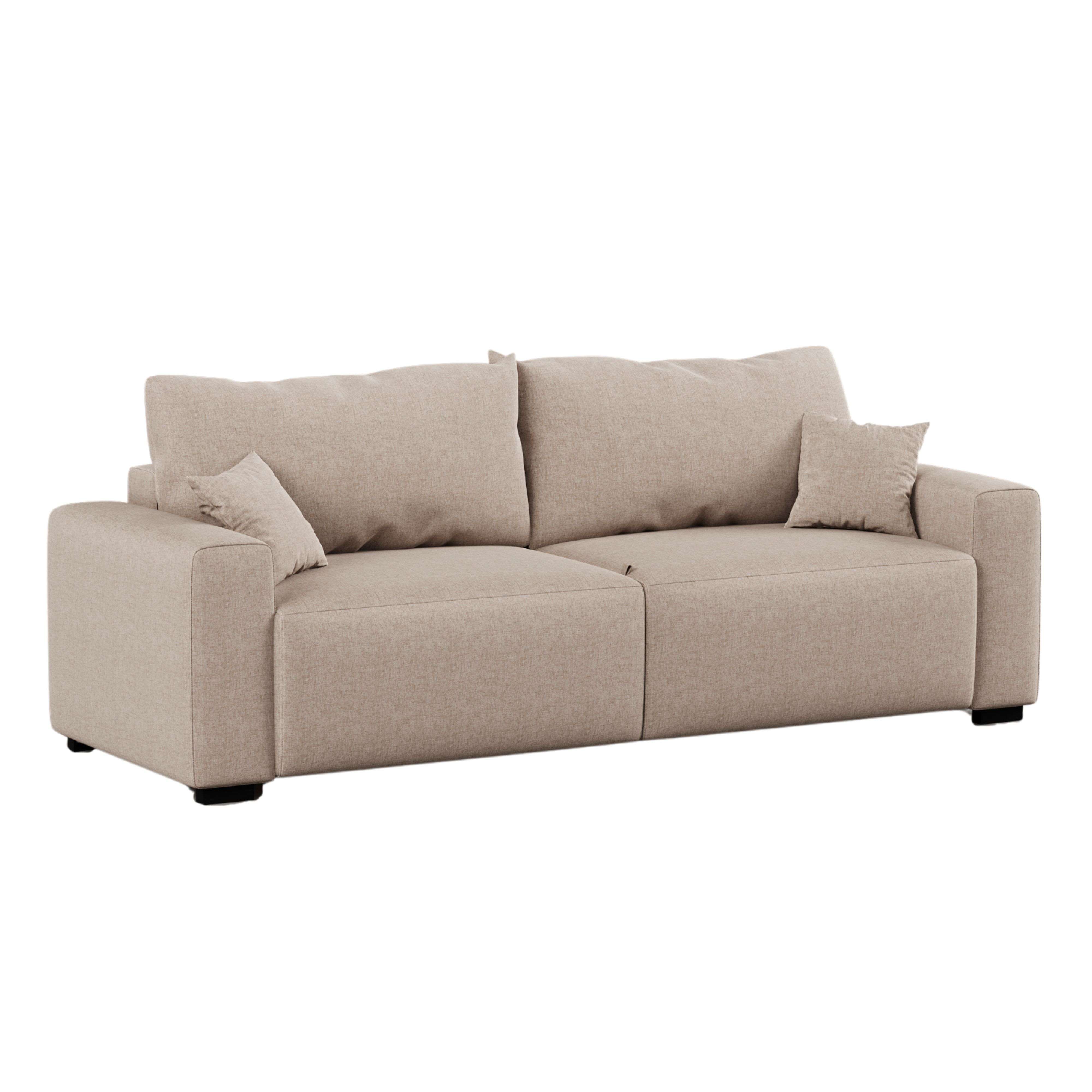 Miroytengo Sofá cama 3 Plazas Fini de Sala Estilo Moderno en Color Beige con 2 Cojines Tela 234 cm