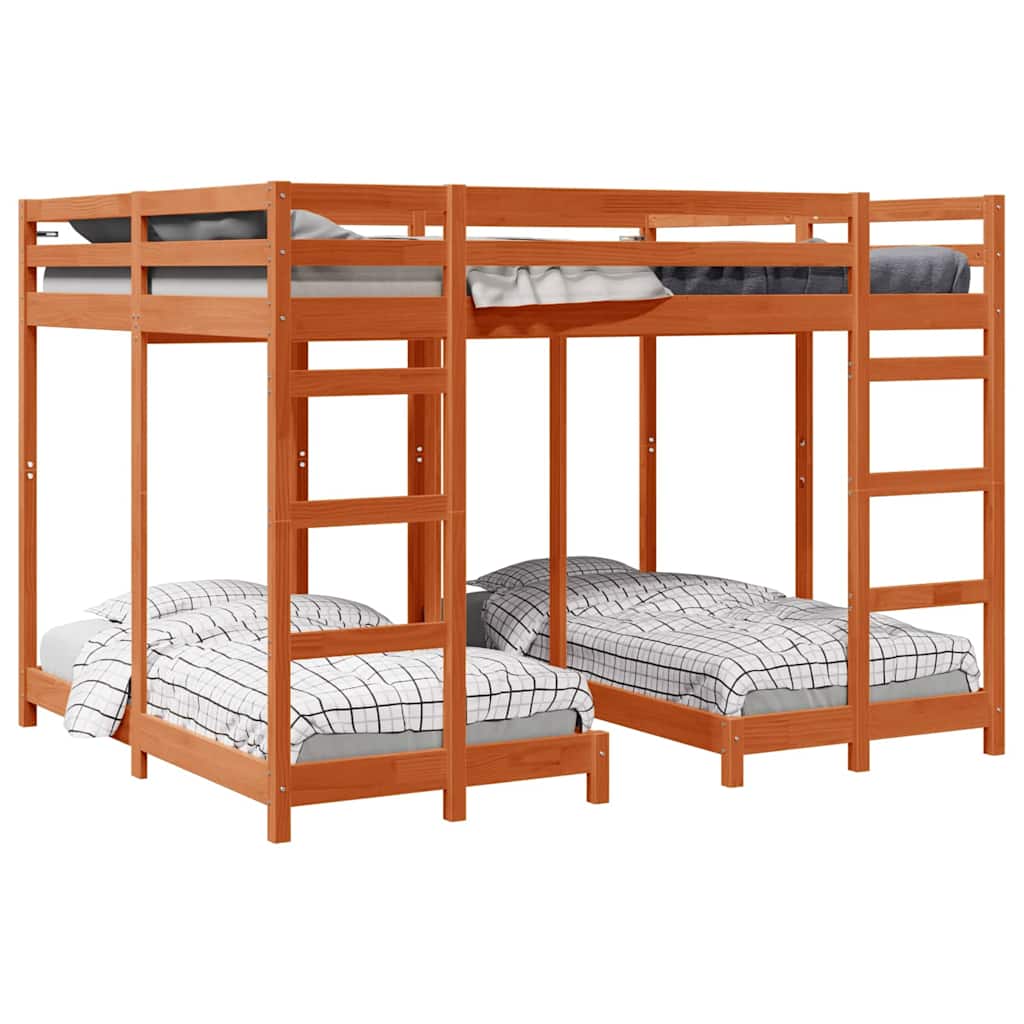 vidaXL Estructura de litera triple Madera de pino macizo Muebles Dormitorio Multitalla