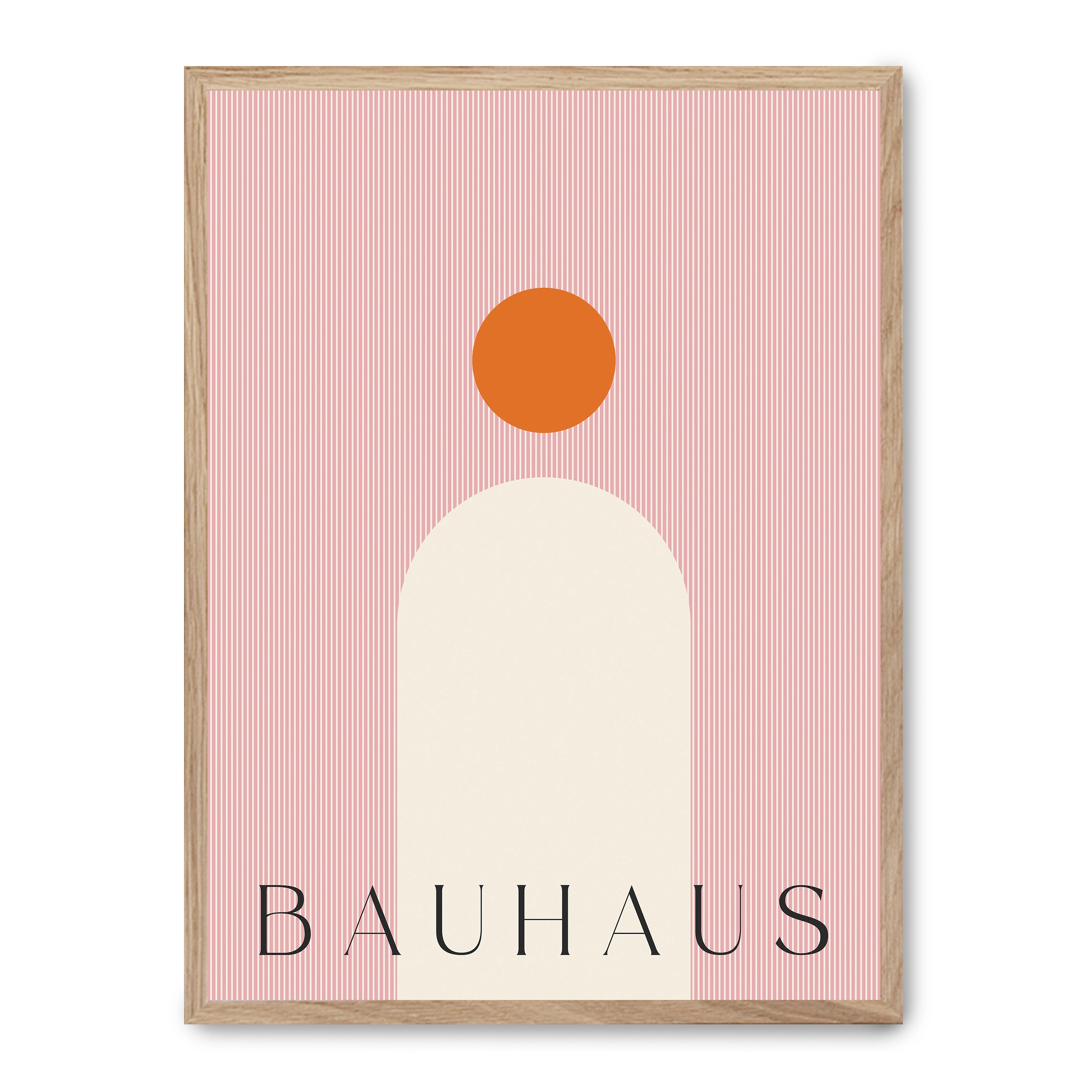 Cuadro design in pink 30x40cm, Póster impreso en papel de primera calidad de 180gr, montado sobre marco de madera MDF acabado roble., Arte - Bauhaus