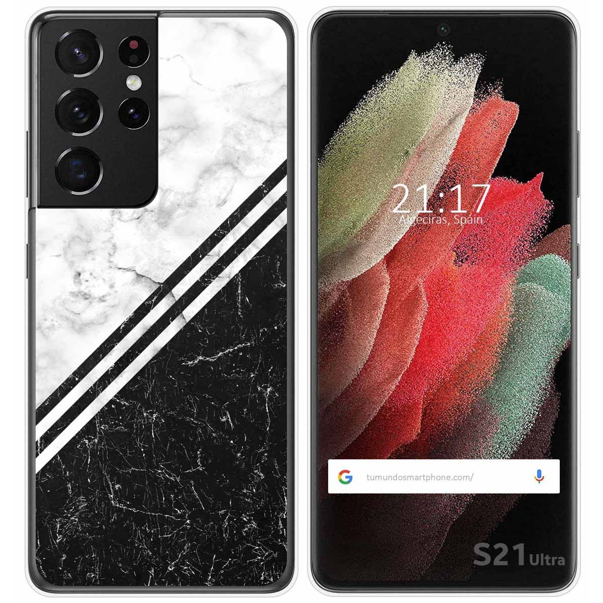 Tumundosmartphone Funda Gel Tpu para Samsung Galaxy S21 Ultra 5G diseño Mármol 01 Dibujos