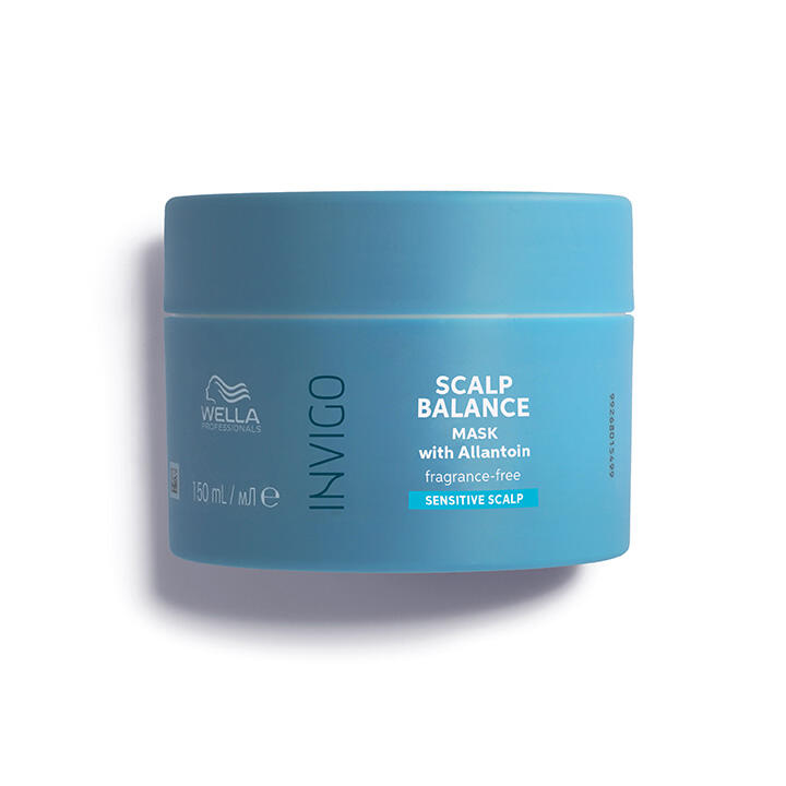 Wella Professionals Invigo Scalp Balance Mask 150 Ml. / Mascarilla sin fragancia, enriquecida con alantoína, que alivia el picor a la vez que ayuda a fortalecer el cabello y cuero cabelludo. Diseñada para cuidar el cabello y aportar frescura.