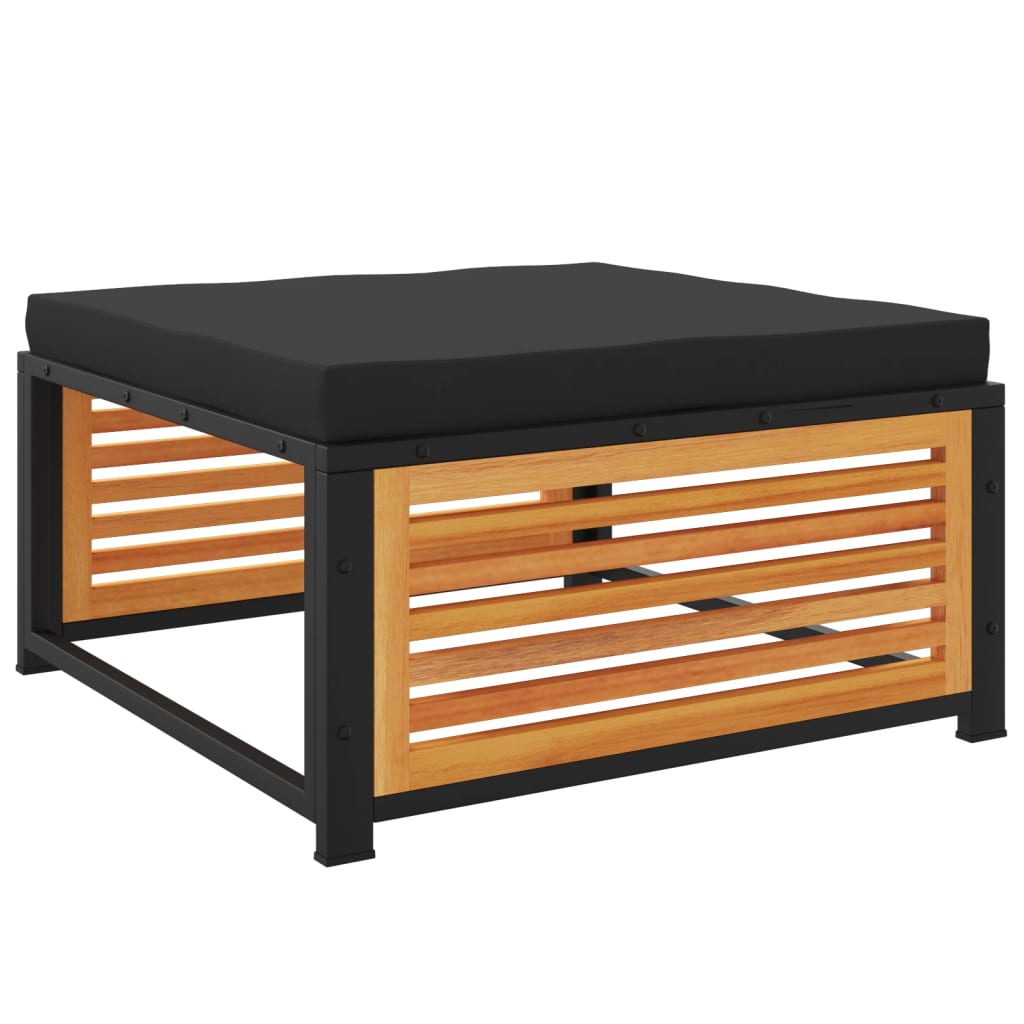 Vidaxl Taburete de Jardín con Cojín Madera Acacia 68x68x30 Cm Antracita y Crema