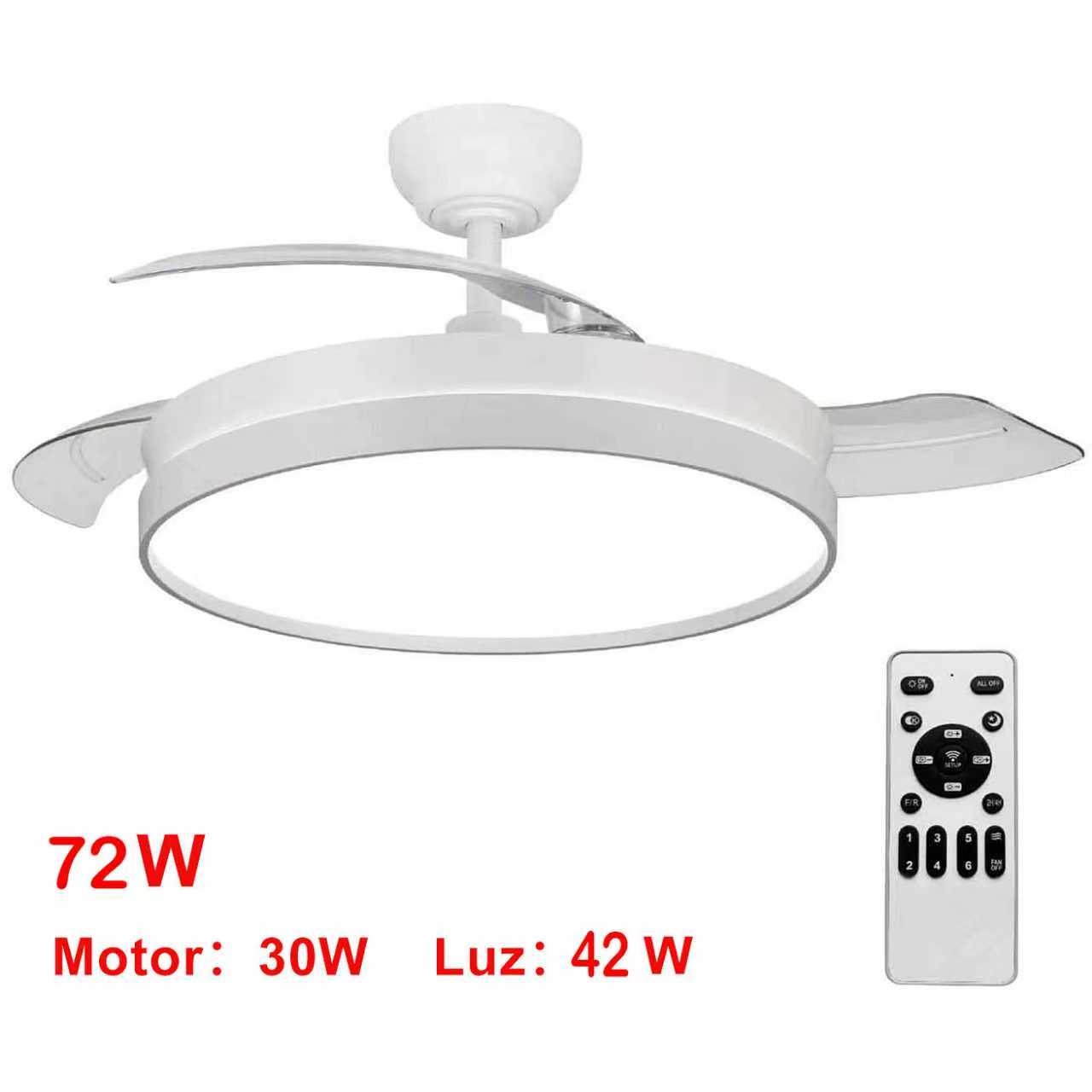 Ventilador de Techo iotostark con Luz LED Retráctil 106cm, 3 Aspas, Potencia Total 72W, Sin APP, con Mando a Distancia, Temporizador, 6 Velocidades, 3 Temperaturas de Luz, Función Verano-Invierno, Silencioso, Blanco iotostark-leduni