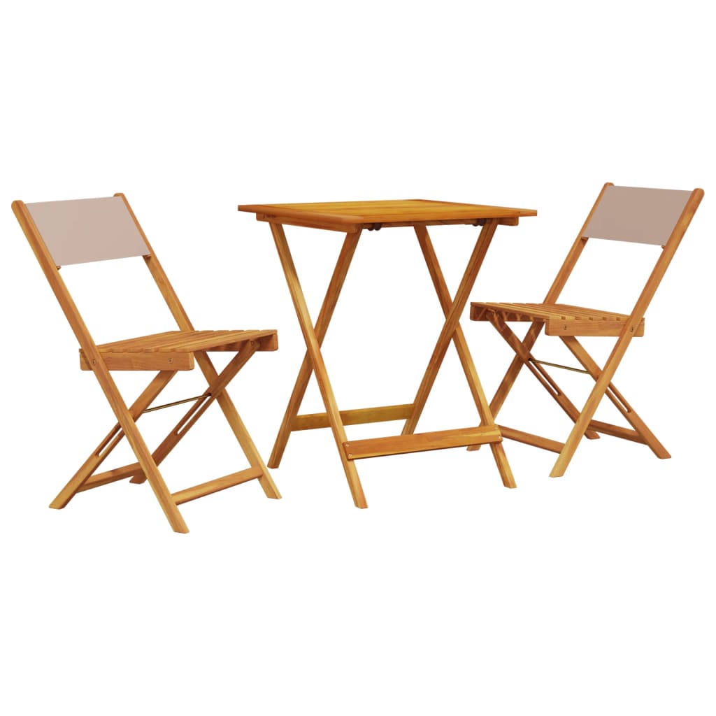 vidaXL Juego de bistro de 3 piezas tela y madera maciza taupe