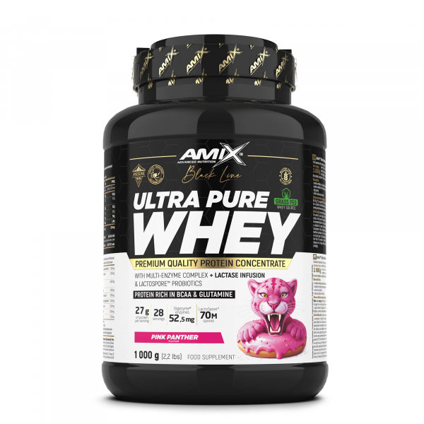 AMIX Black Line Ultra Pure Whey - 1 kg Proteína de Suero de Alta Pureza con Enzimas Digestivas y Probióticos
