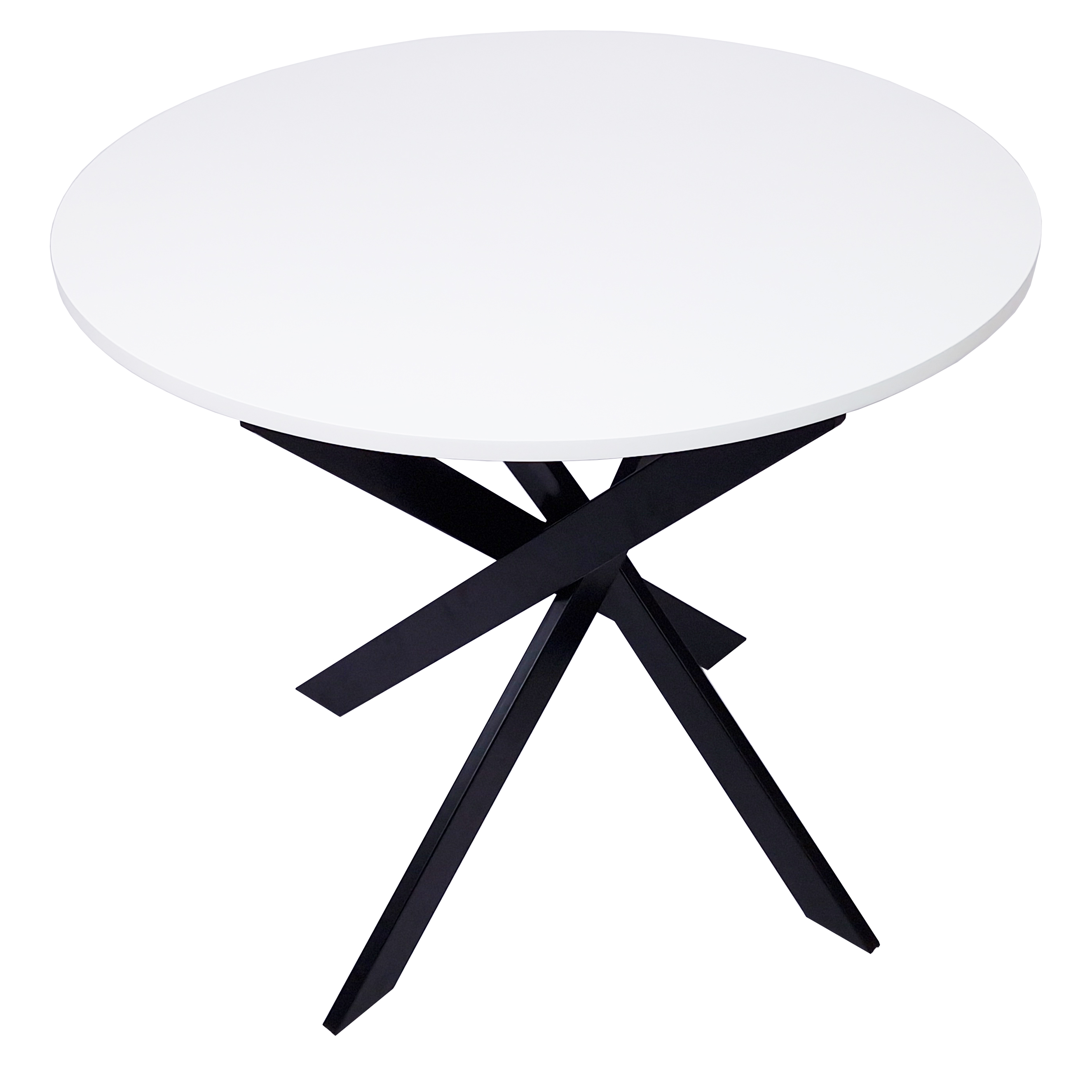 Skraut Home - Mesa de comedor fija redonda - Modelo Zen - Ø90x90x77cm - Capacidad hasta 4 personas - Materiales resistentes - Encimera en melamina de alta calidad - Color mate con patas metálicas color lacado mate