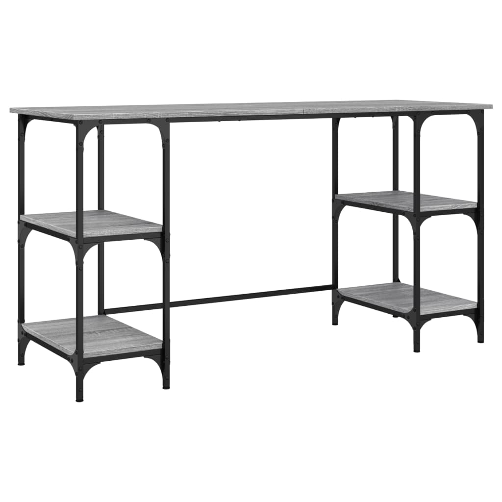 vidaXL Escritorio metal madera de ingeniería gris Sonoma 140x50x75 cm