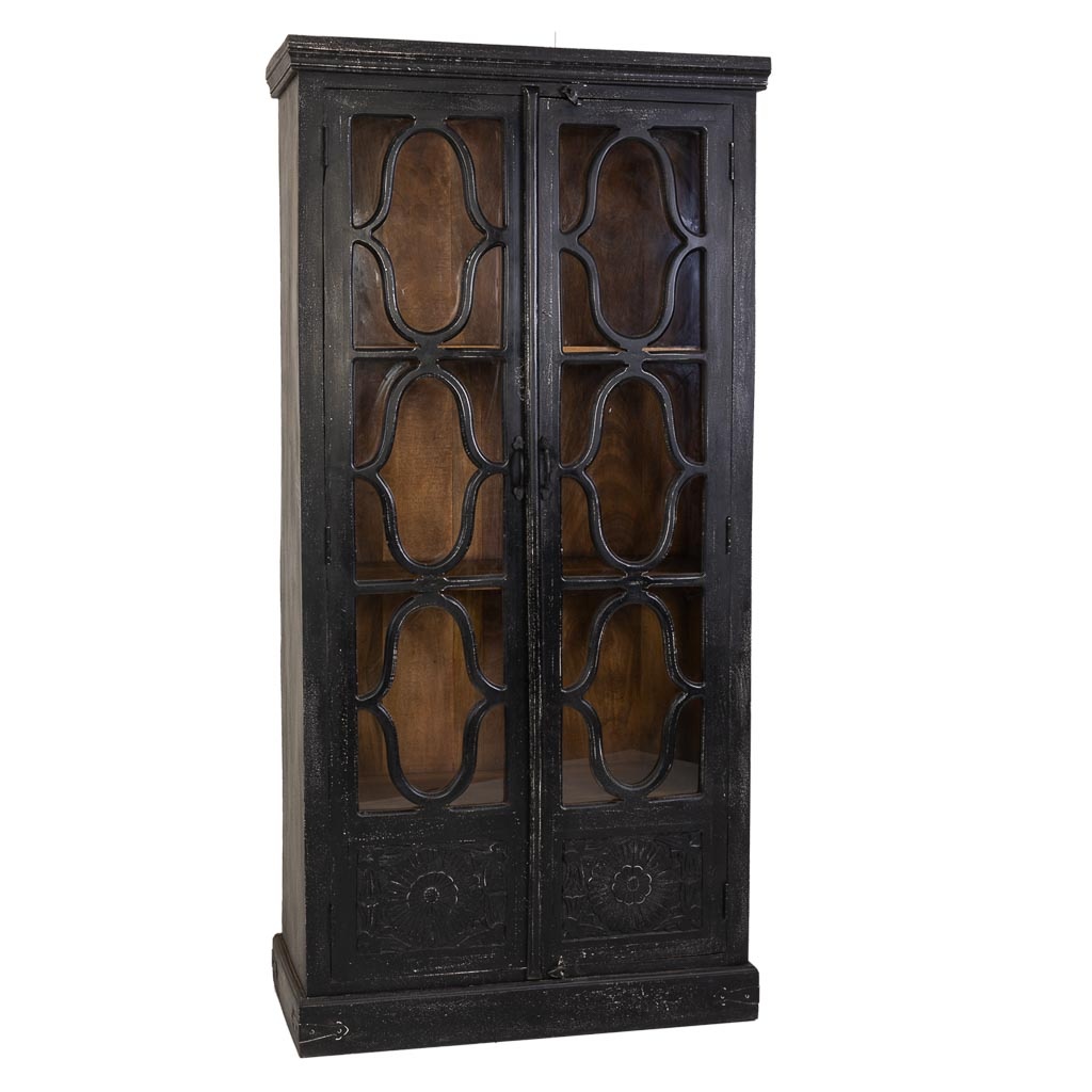 WANDERLUST DECO VItrina de madera negra 100x45x204h cm de estilo Artesanal