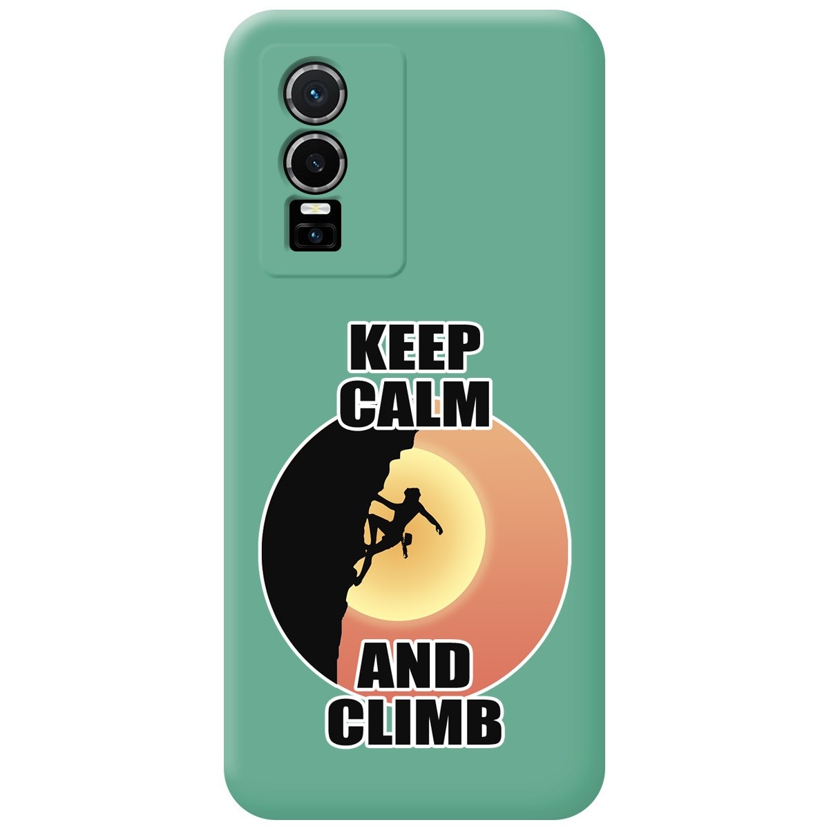 Funda Silicona Líquida Verde para Vivo Y76 5G diseño Mujer Escalada Dibujos